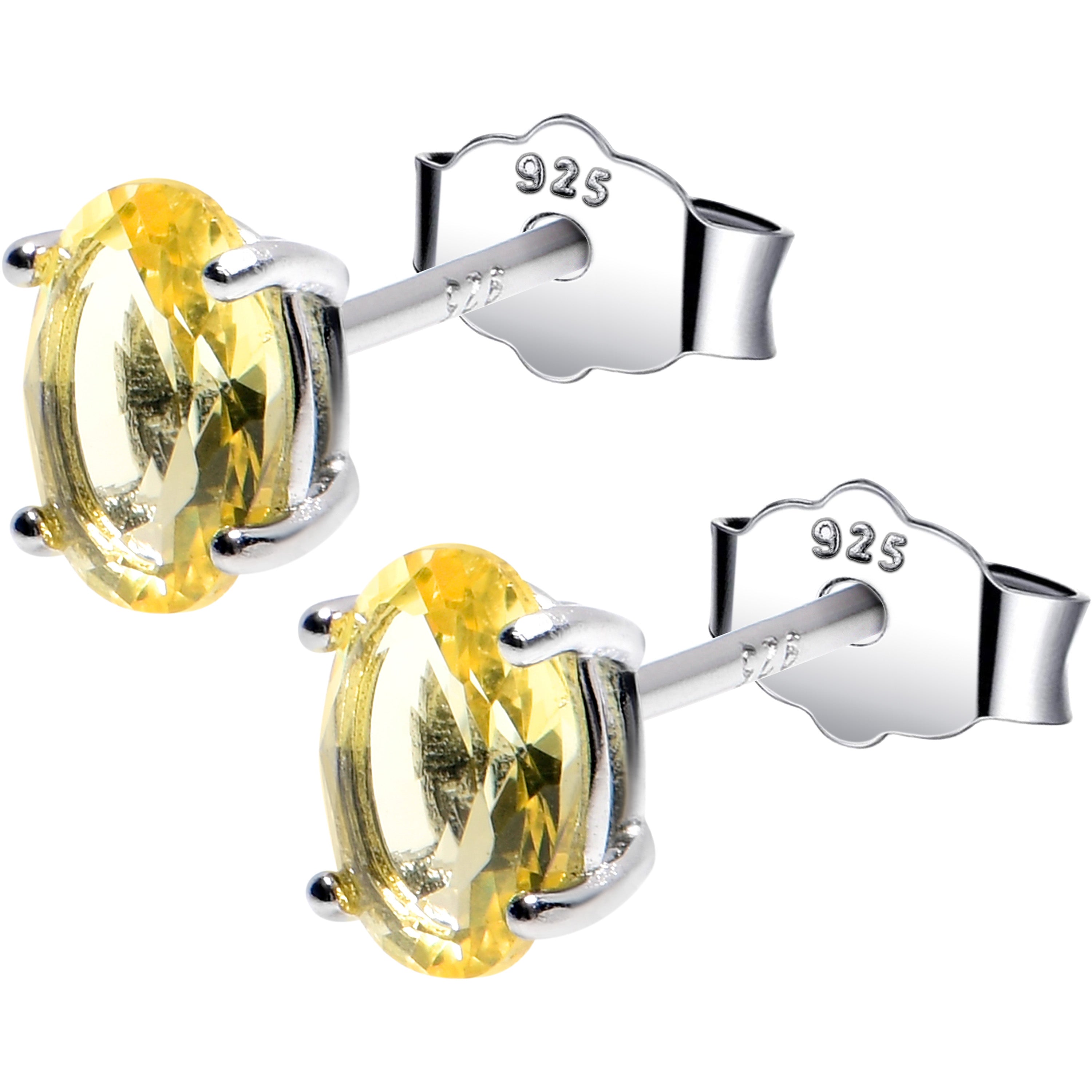 4mm CZ Oval 925 Sterling Silver November Birthstone Stud Earrings