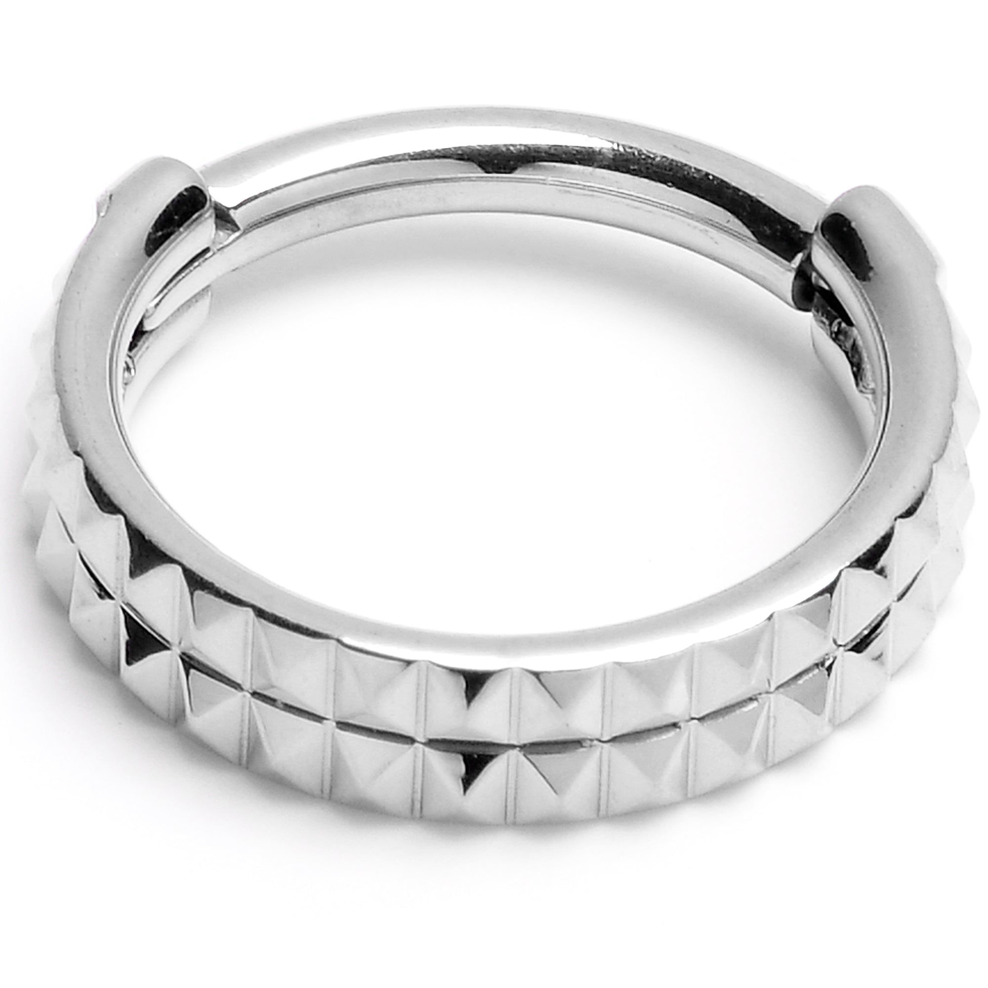 16G 5/16 Pyramid Cut Double Hoop 316L Surgical Steel Hinged Segment Ring