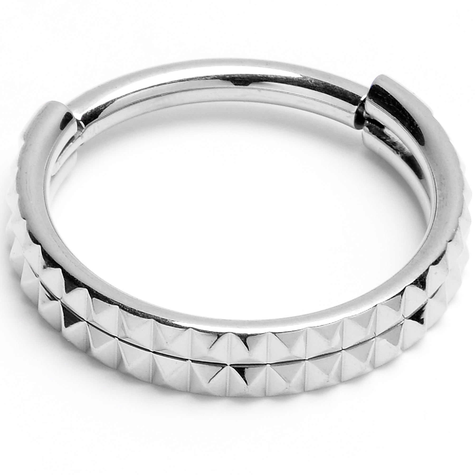 16G 3/8 Pyramid Cut Double Hoop 316L Surgical Steel Hinged Segment Ring