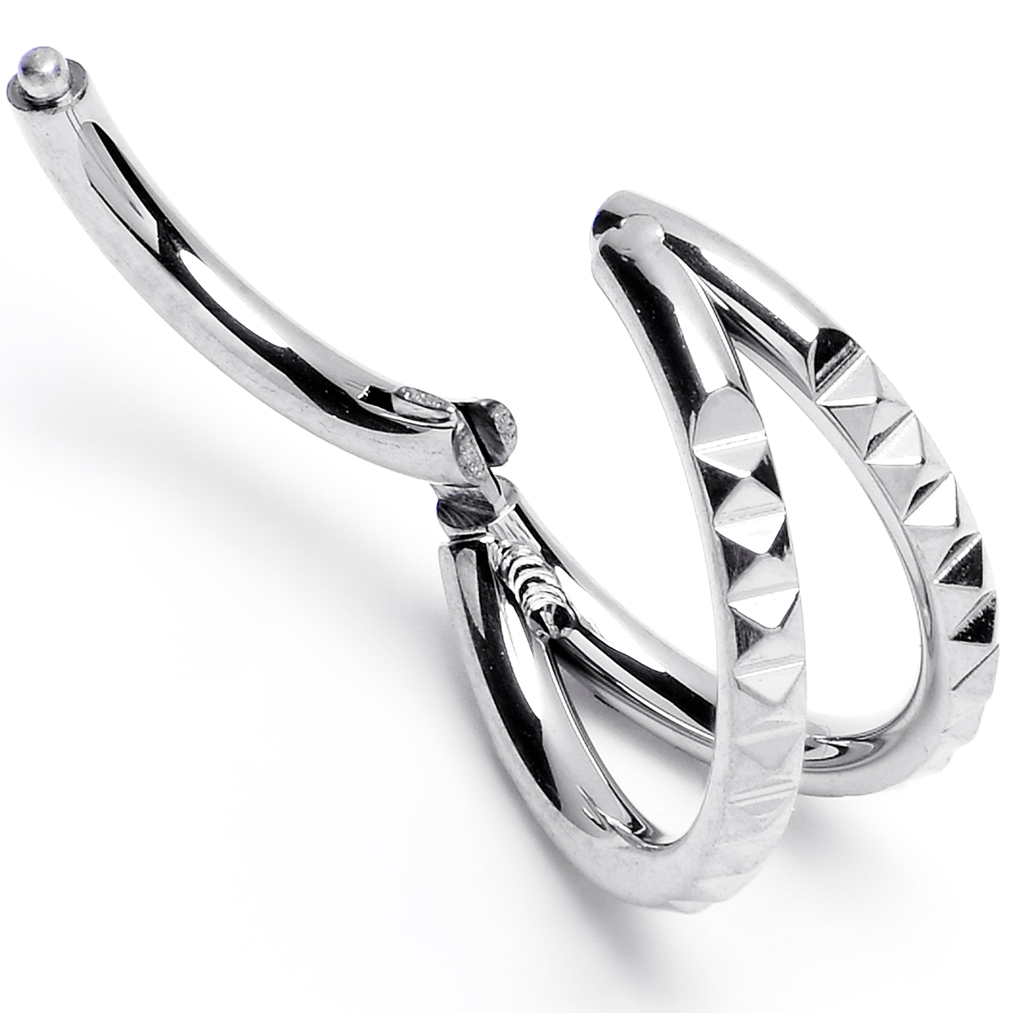 16G 5/16" 316L Steel Double Spike Precision Hinged Segment Ring