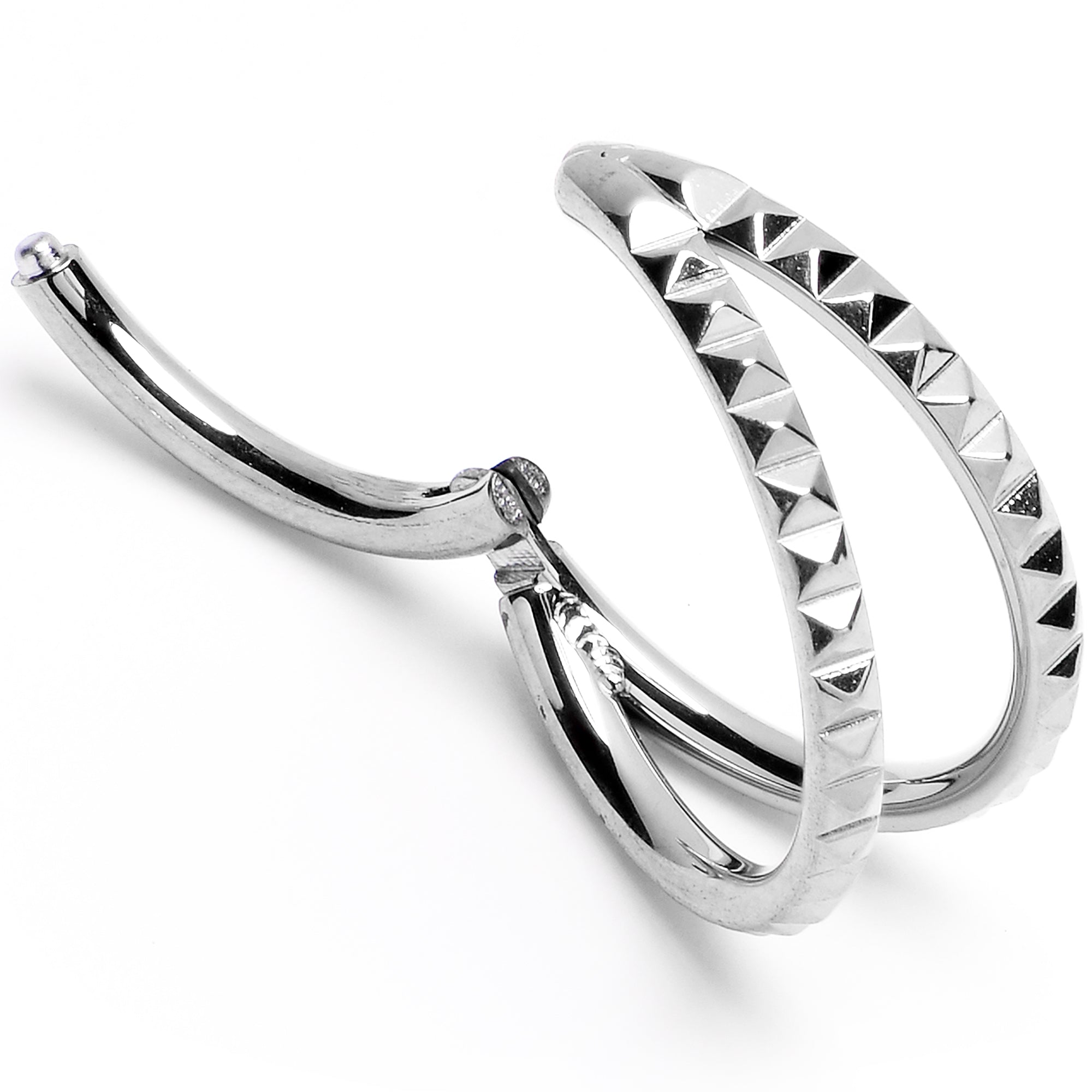 16G 3/8" 316L Steel Double Spike Precision Hinged Segment Ring