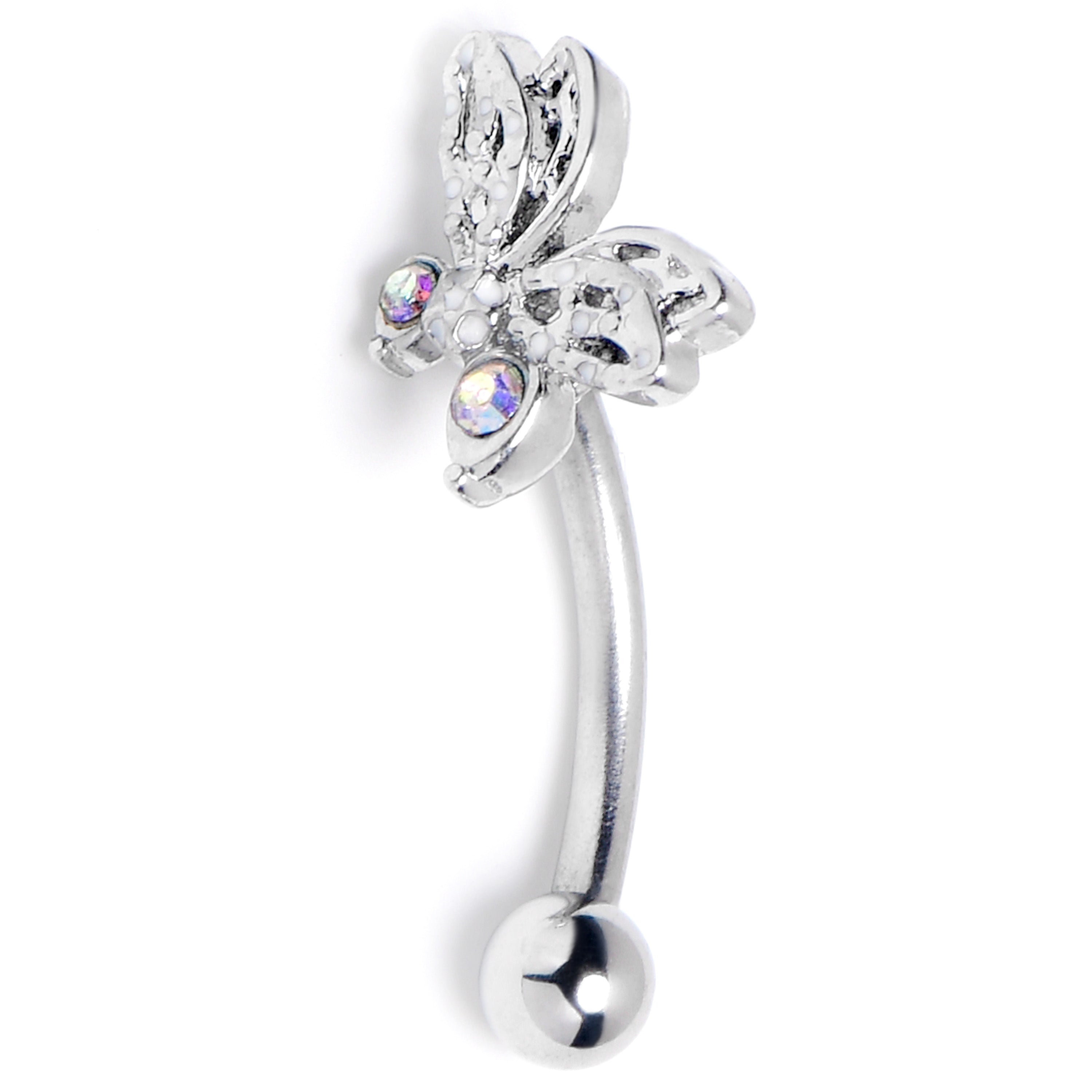 16G 5/16 Aurora Gem Ultra Drama Butterfly Curved Eyebrow Ring