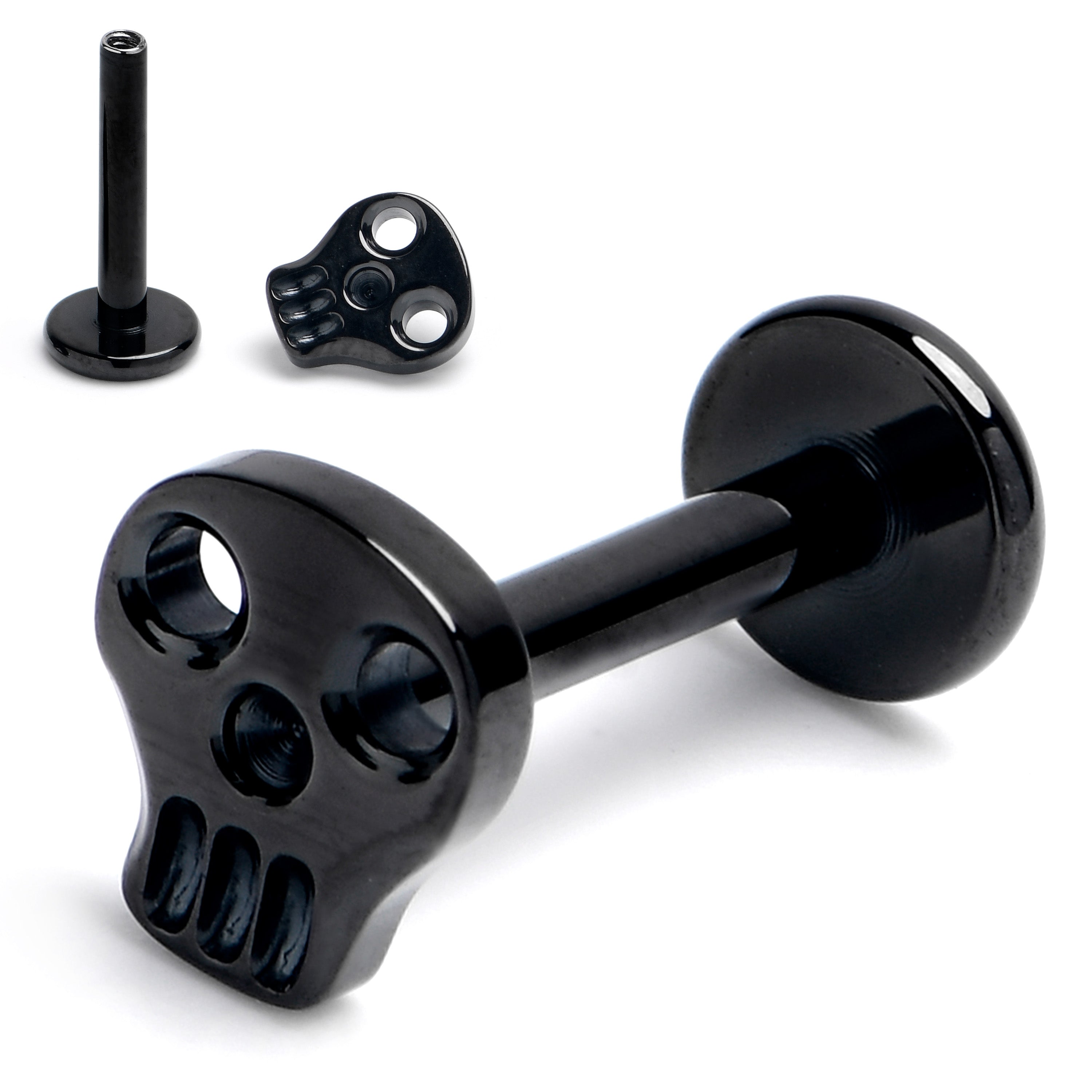 16G 5/16 Black ASTM F-136 Implant Grade Titanium Internally Threaded Skull Labret