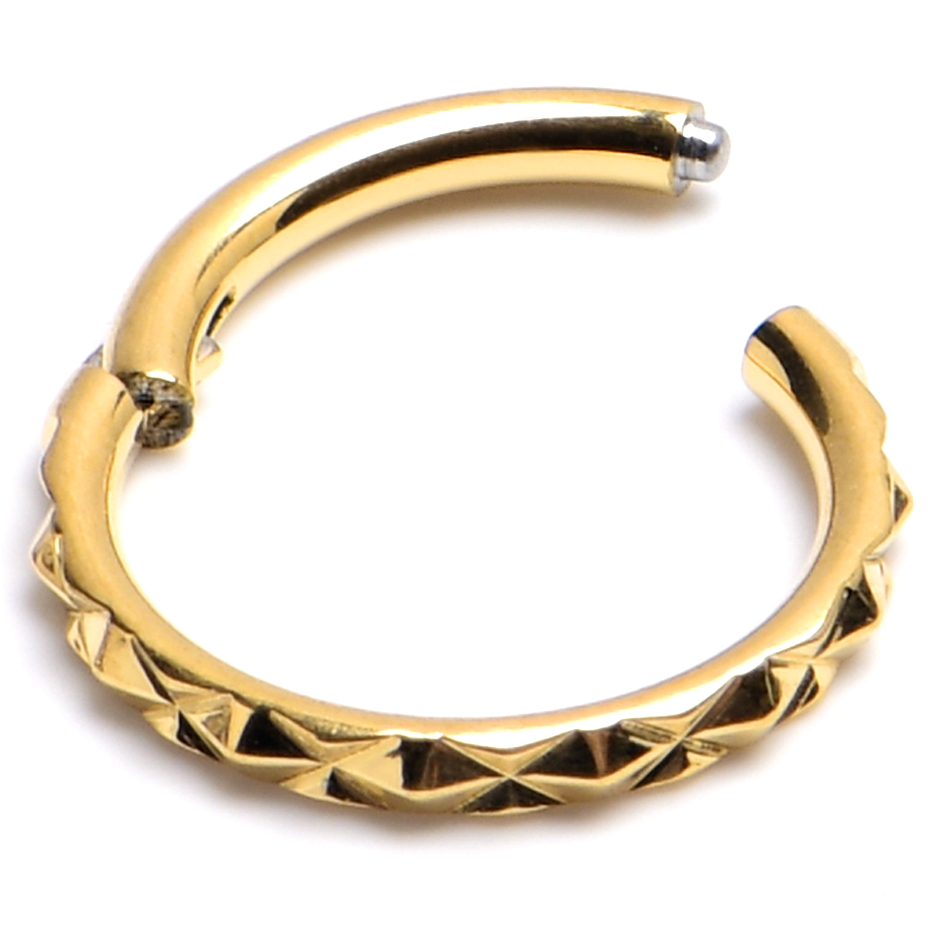 16G 5/16 Gold Tone Punk Texture Precision Hinge Segment Ring