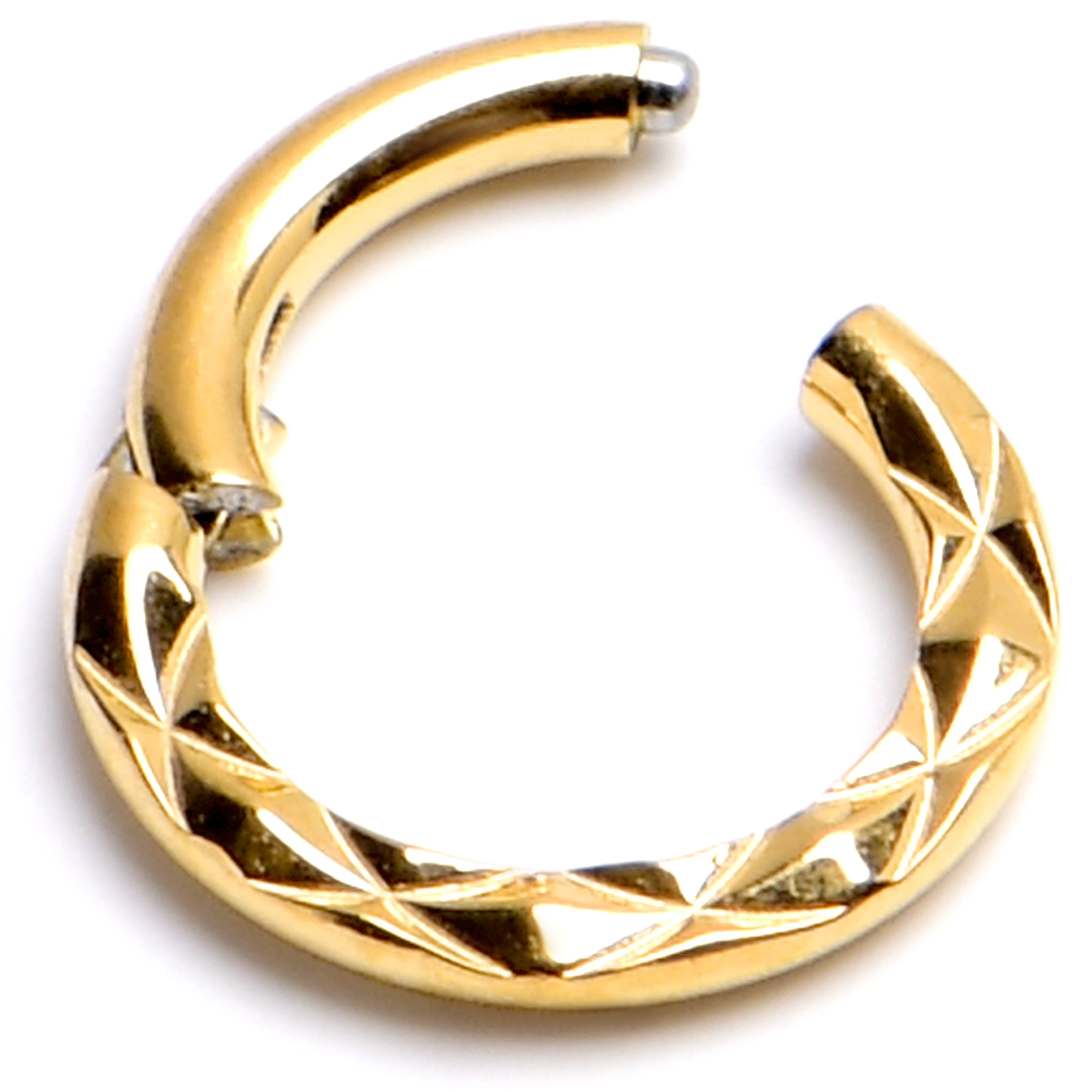 16G 1/4 Gold Tone Punk Texture Precision Hinge Segment Ring