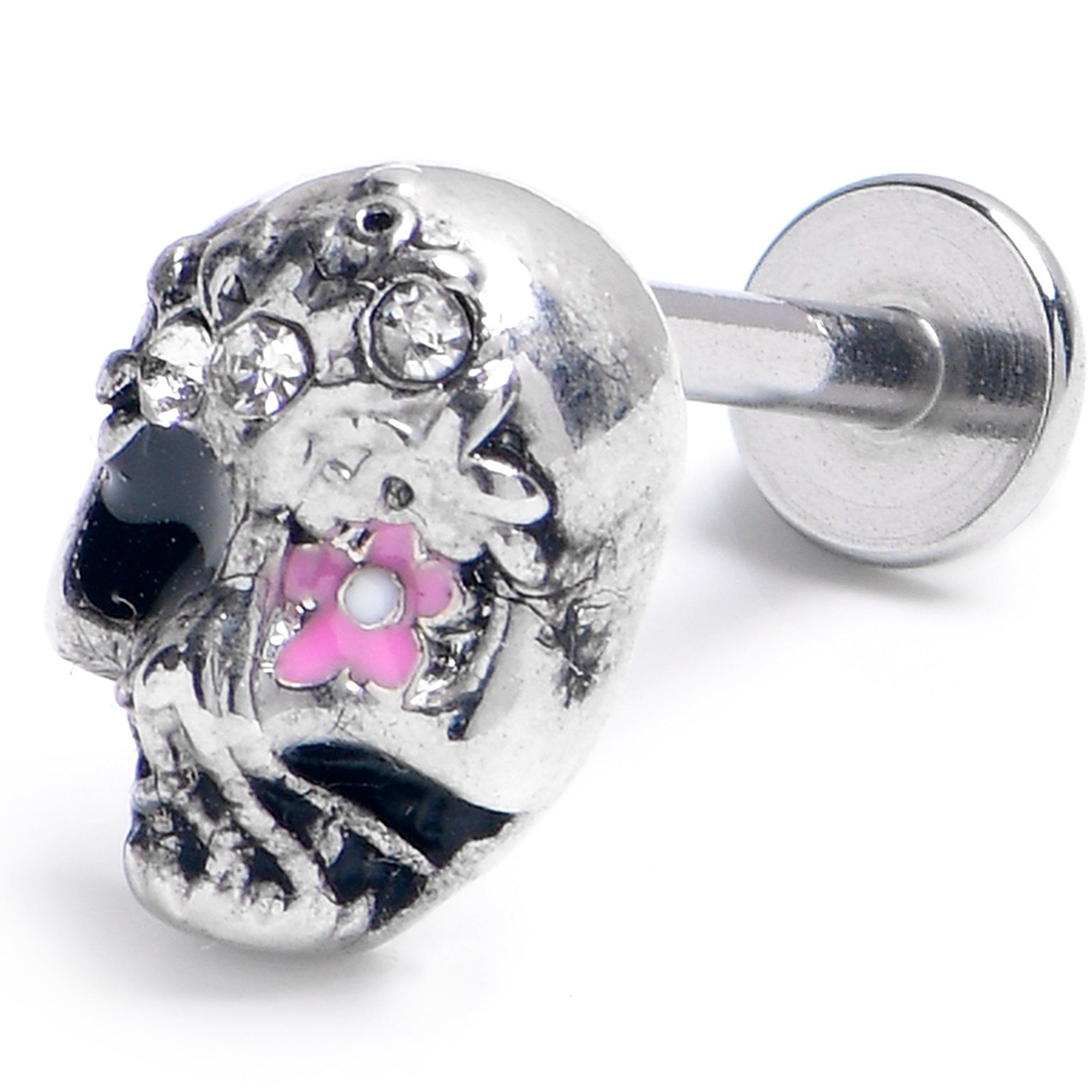 16G 5/16 Clear Gem Stylish Skull Labret Monroe Tragus