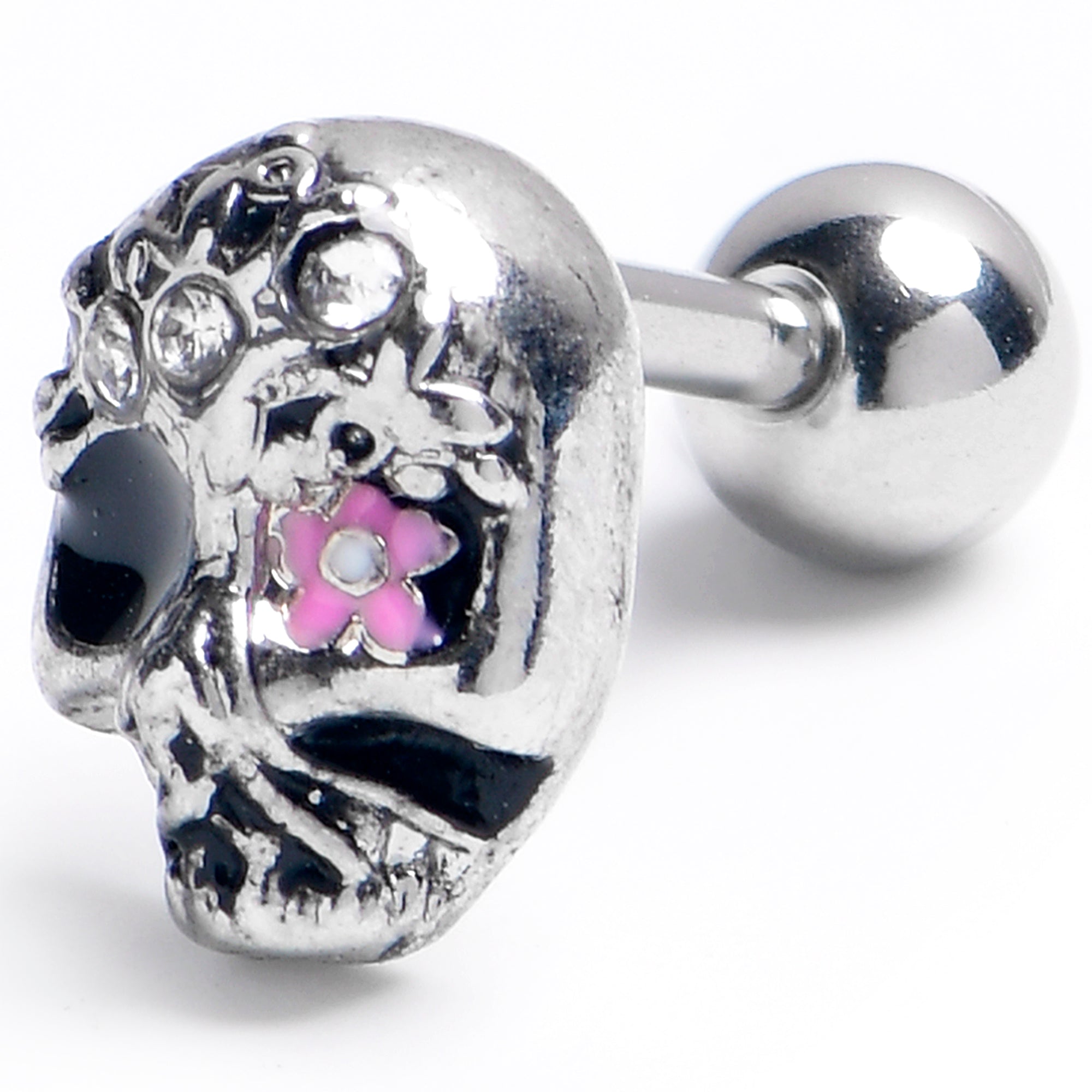 16G 1/4 Clear Gem Stylish Skull Cartilage Tragus Earring