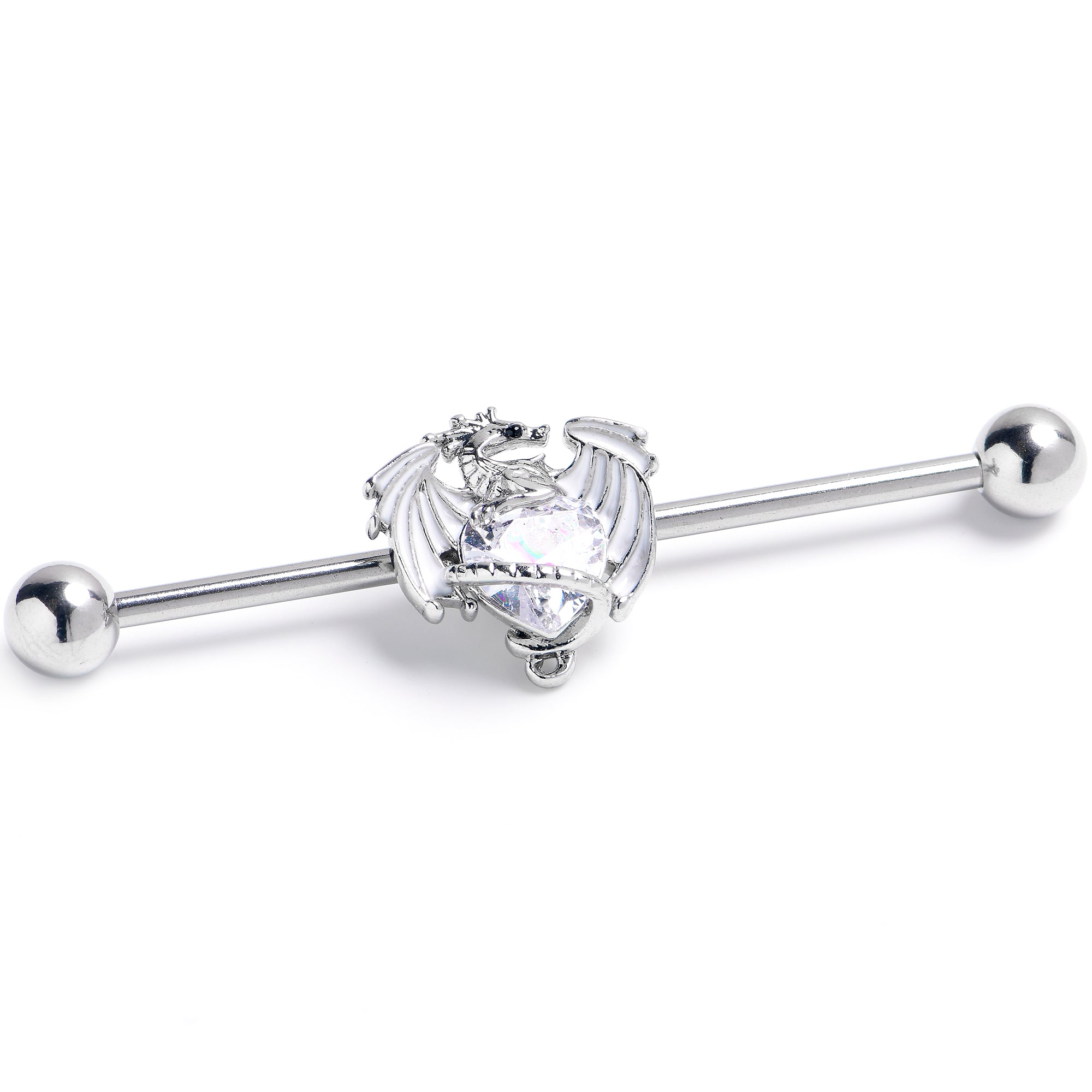 14G Clear Gem Heart ofDragon Industrial Barbell 38mm