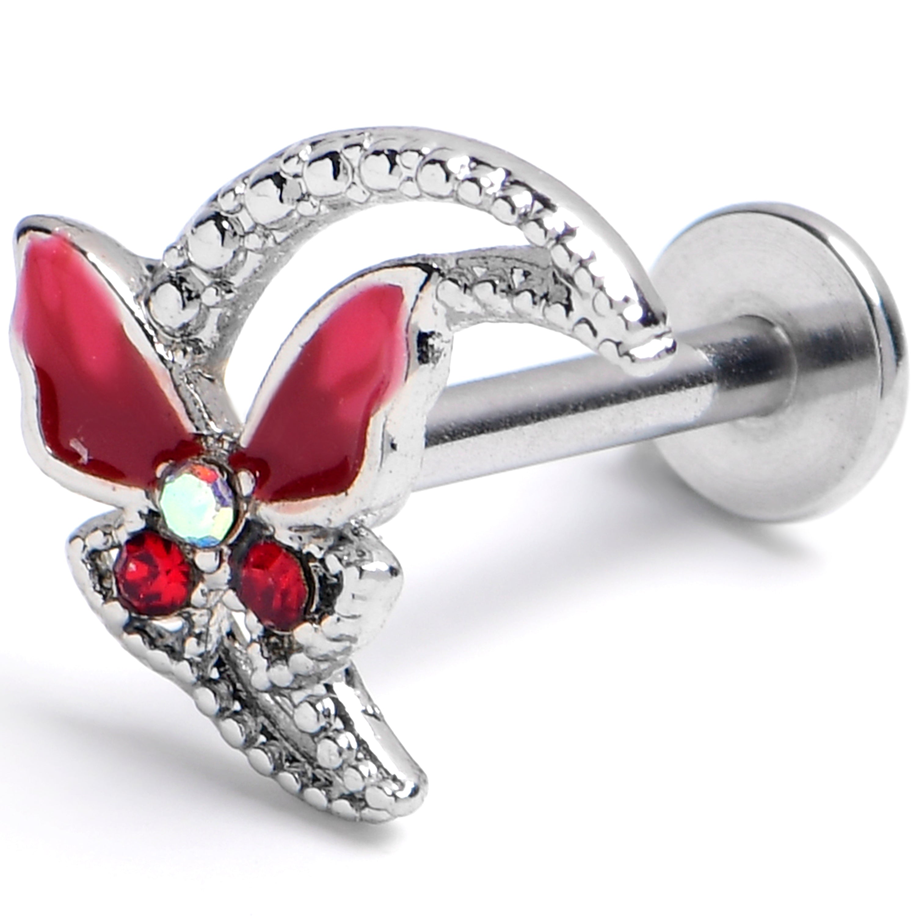 16G 5/16 Aurora Gem Butterfly Pink Beauty Labret Monroe Tragus