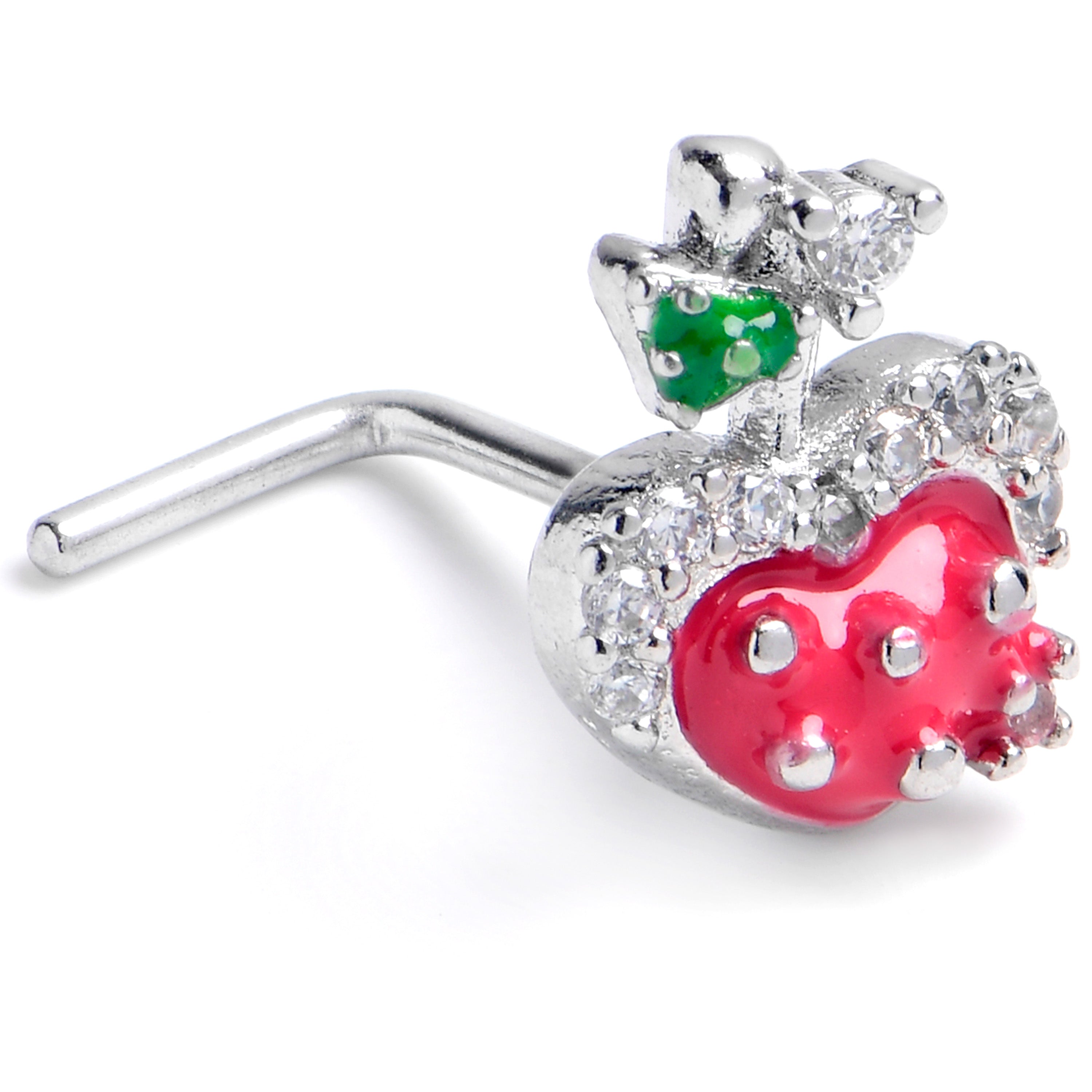 20G 7mm Clear CZ Gem Glamour Shroom L Shape Nose Ring