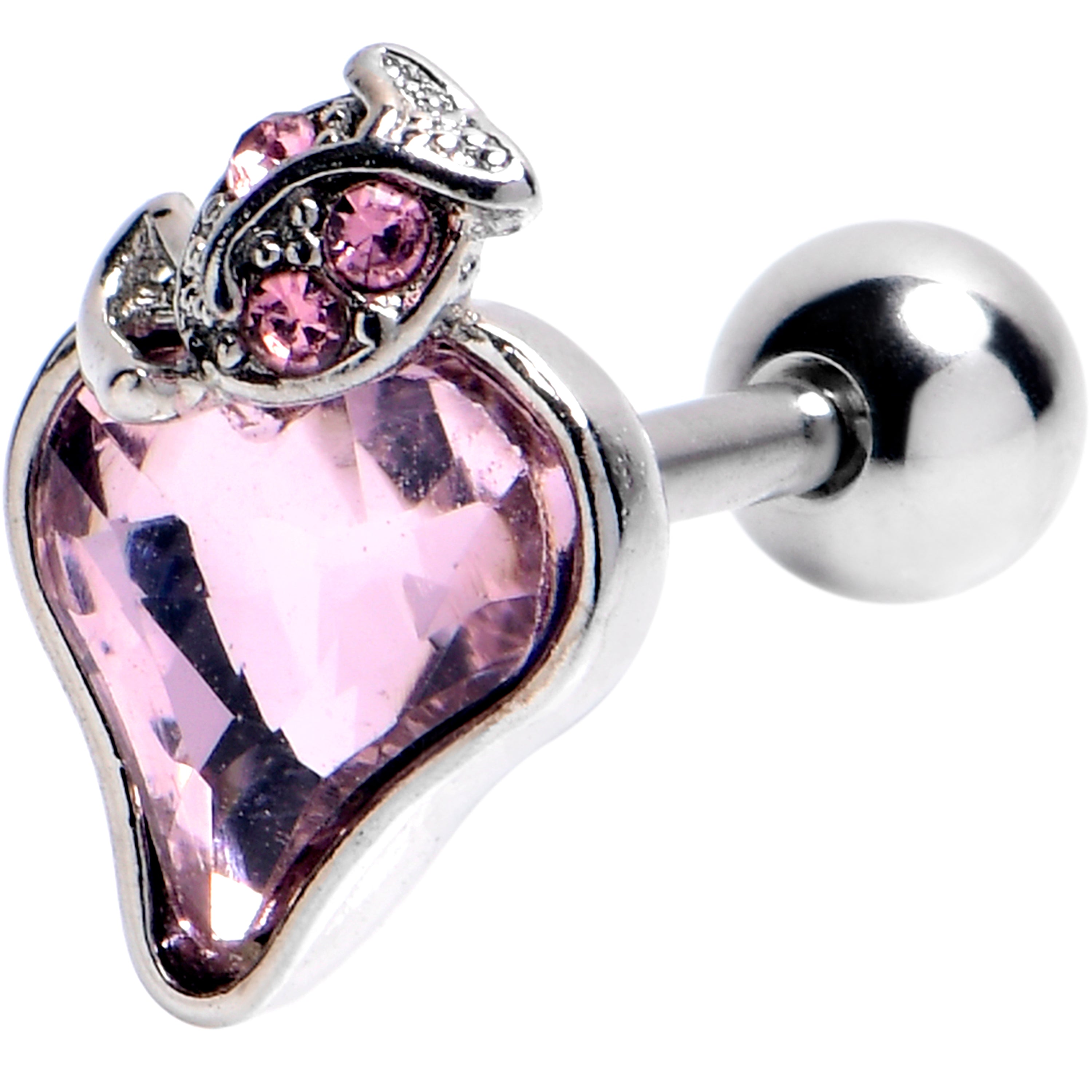 16G 1/4 Pink Gem Strawberry Love Cartilage Tragus Earring