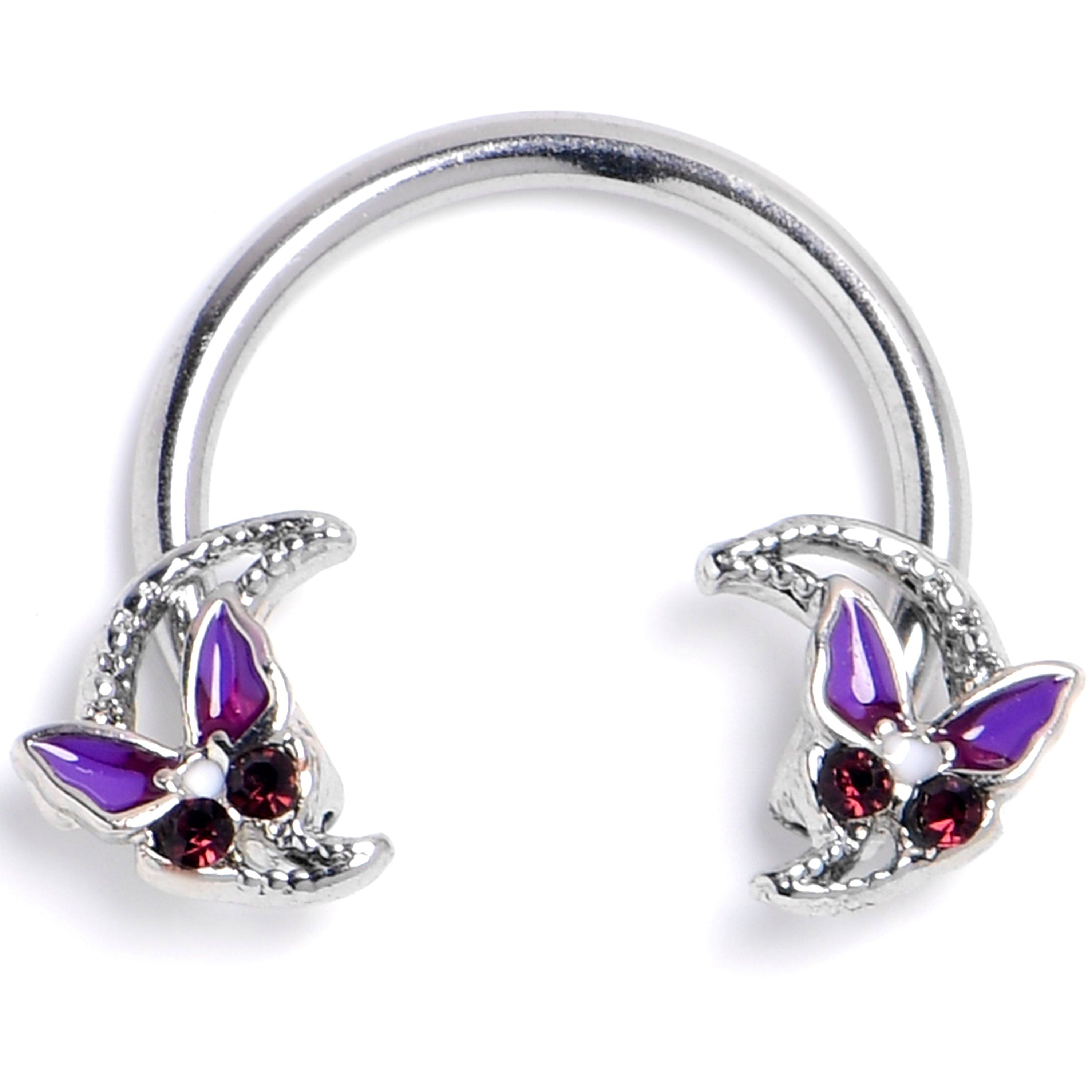 16G 3/8 Clear Gem Butterfly Purple Beauty Horseshoe Circular Barbell