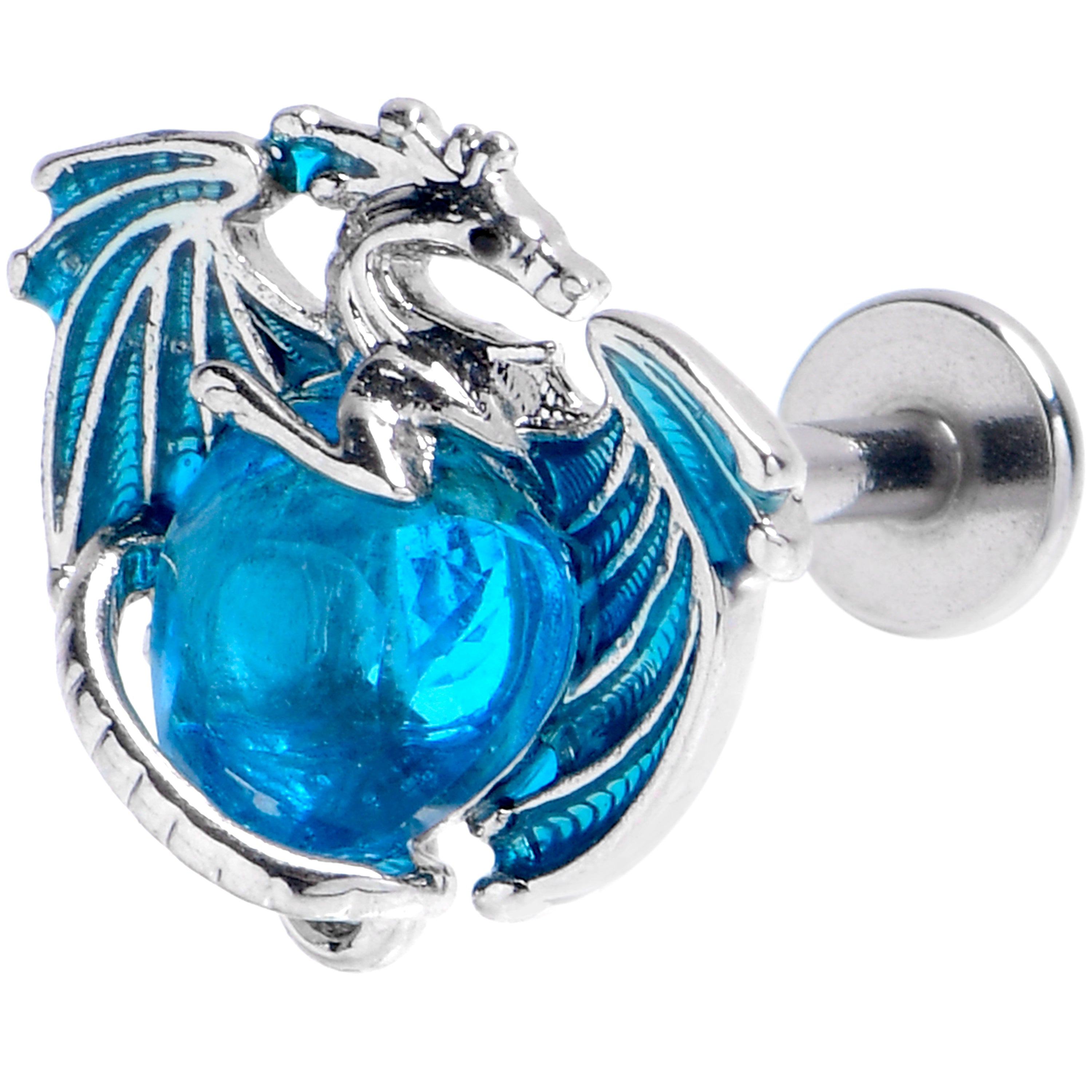 16G 5/16 Blue Gem Heart of Dragon Labret Monroe Tragus