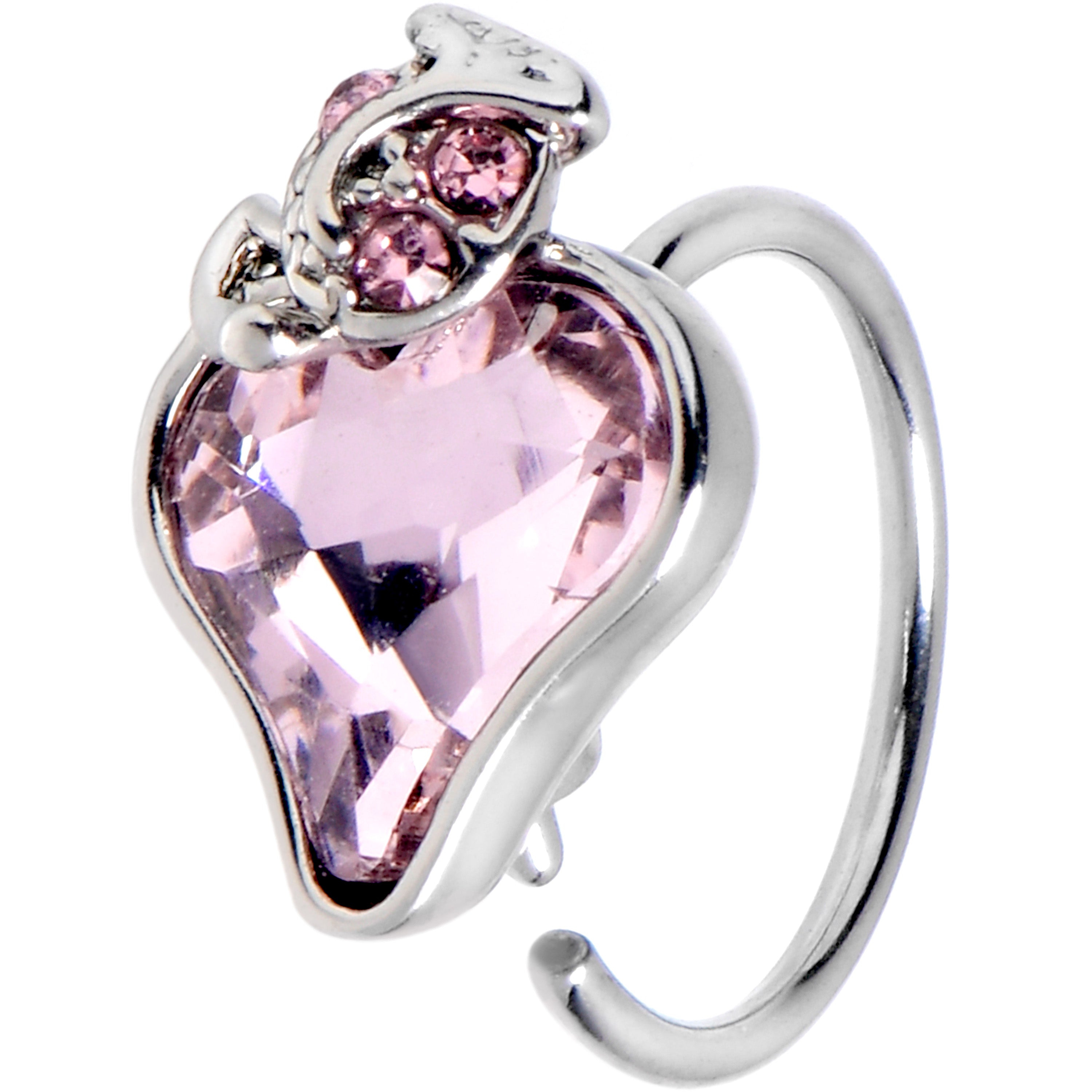 20G 5/16 Pink Gem Strawberry Love Nose Hoop