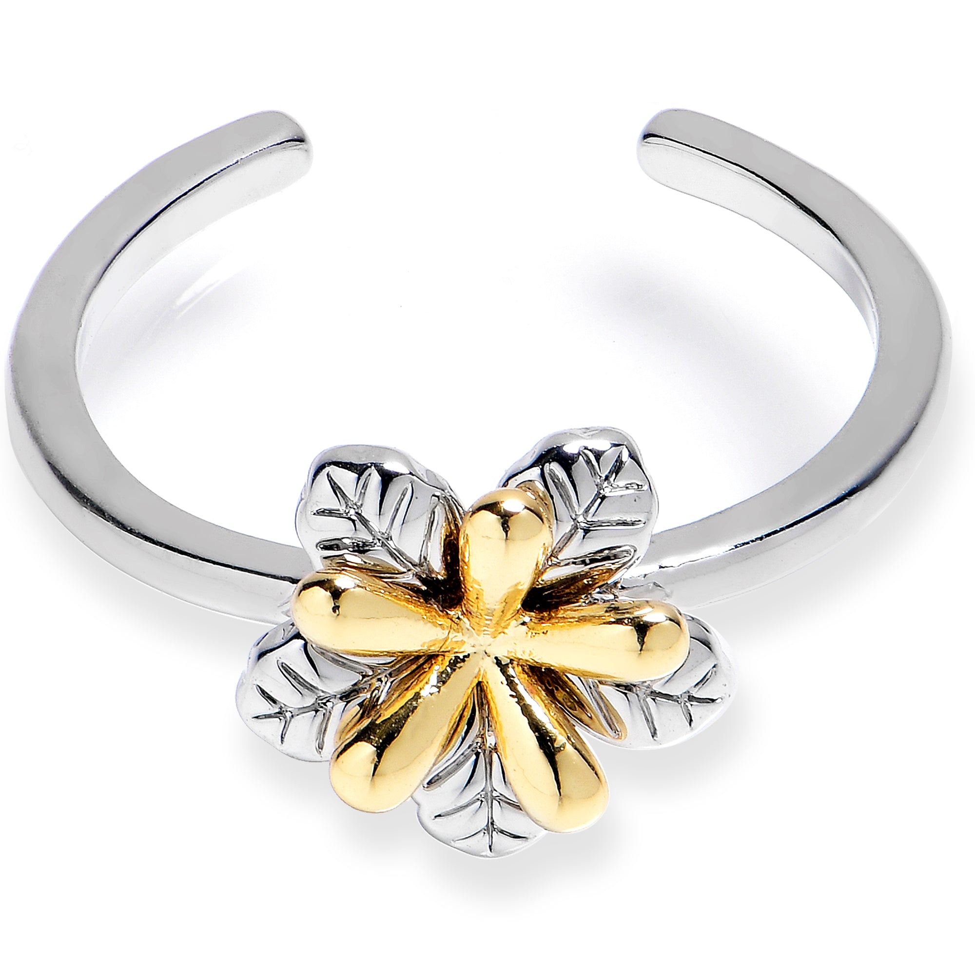 Flower Golden Texture Adjustable Toe Ring