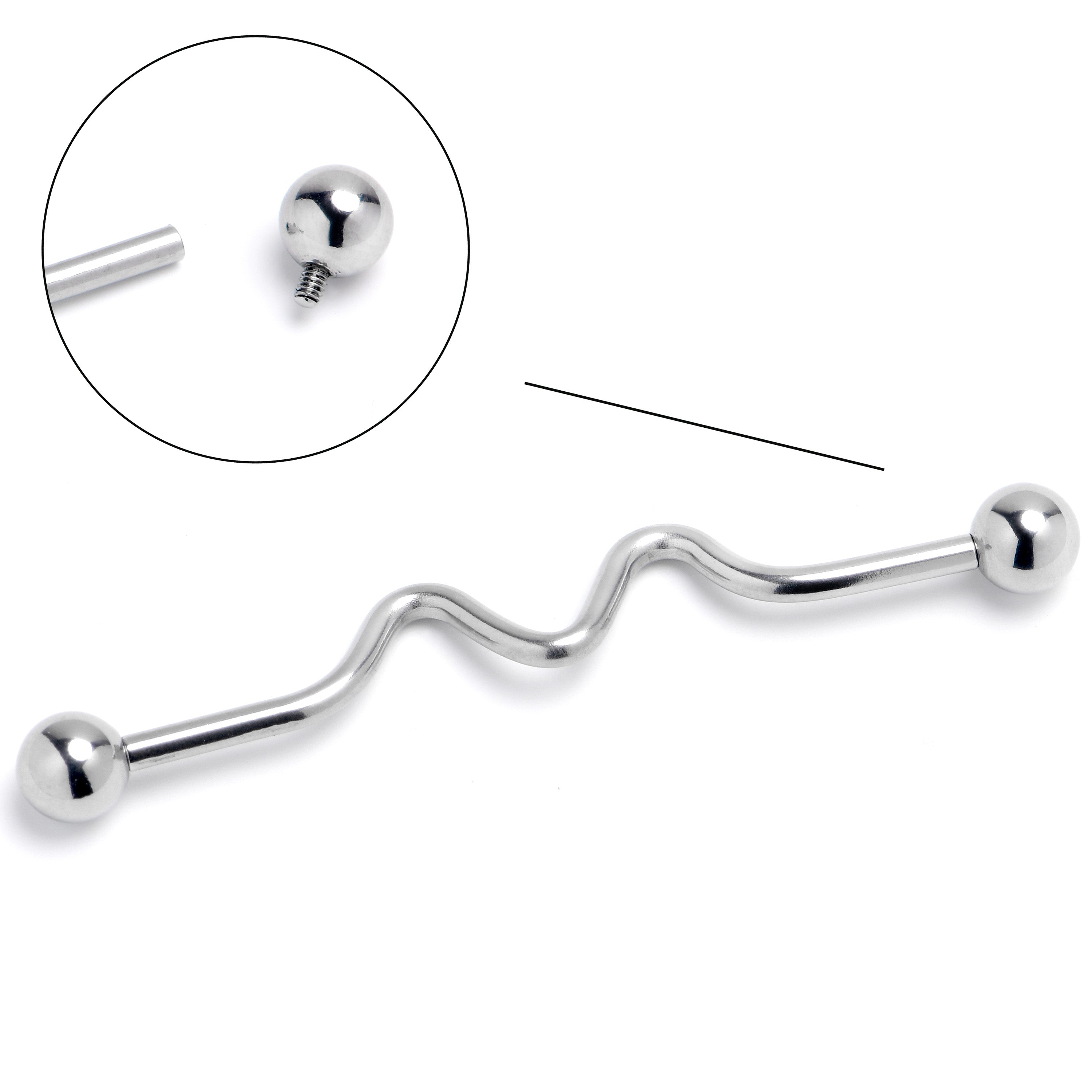 14G Internally Threaded Wave Project Bar 38mm