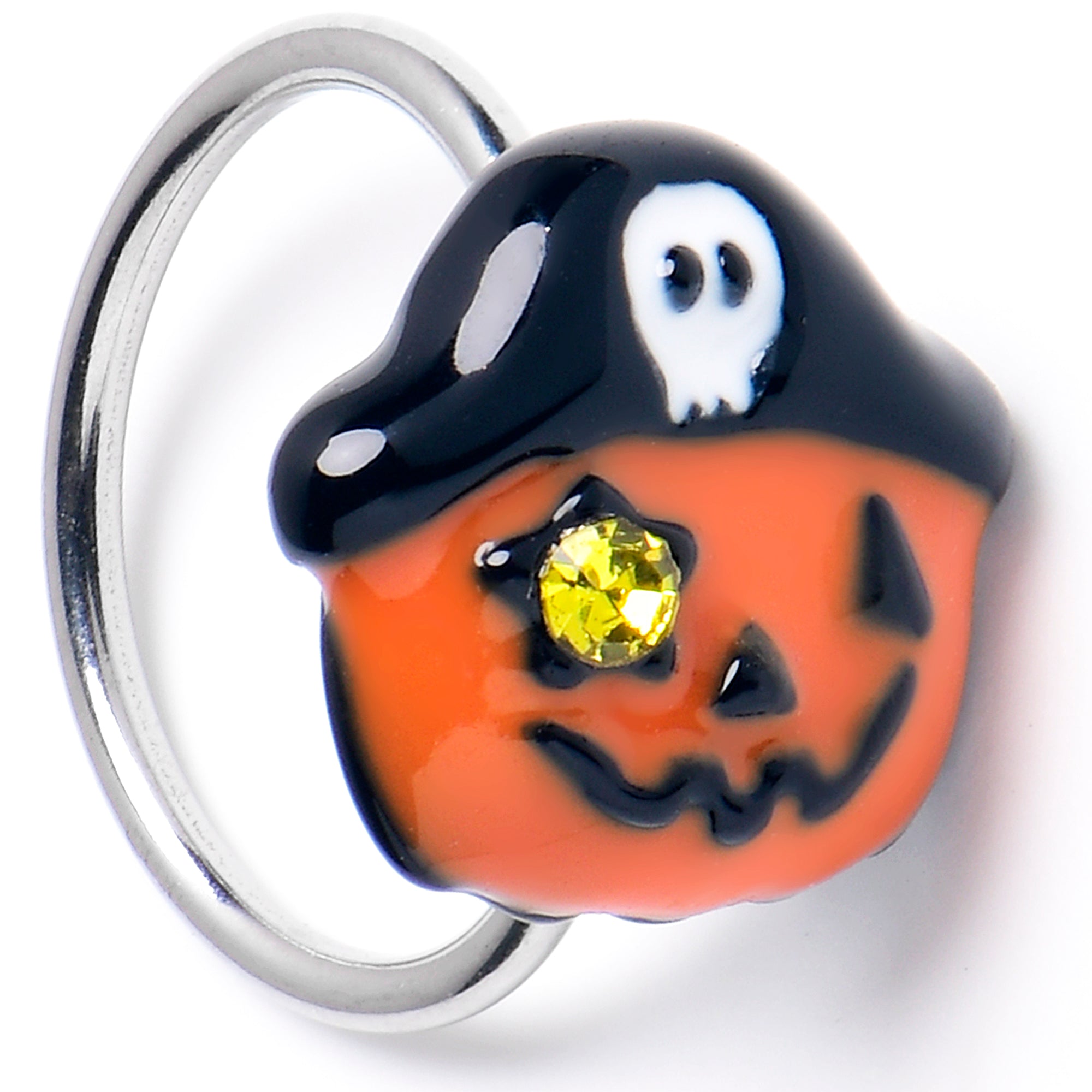 20G 5/16 Yellow Gem Orange Pirate Pumpkin Nose Hoop