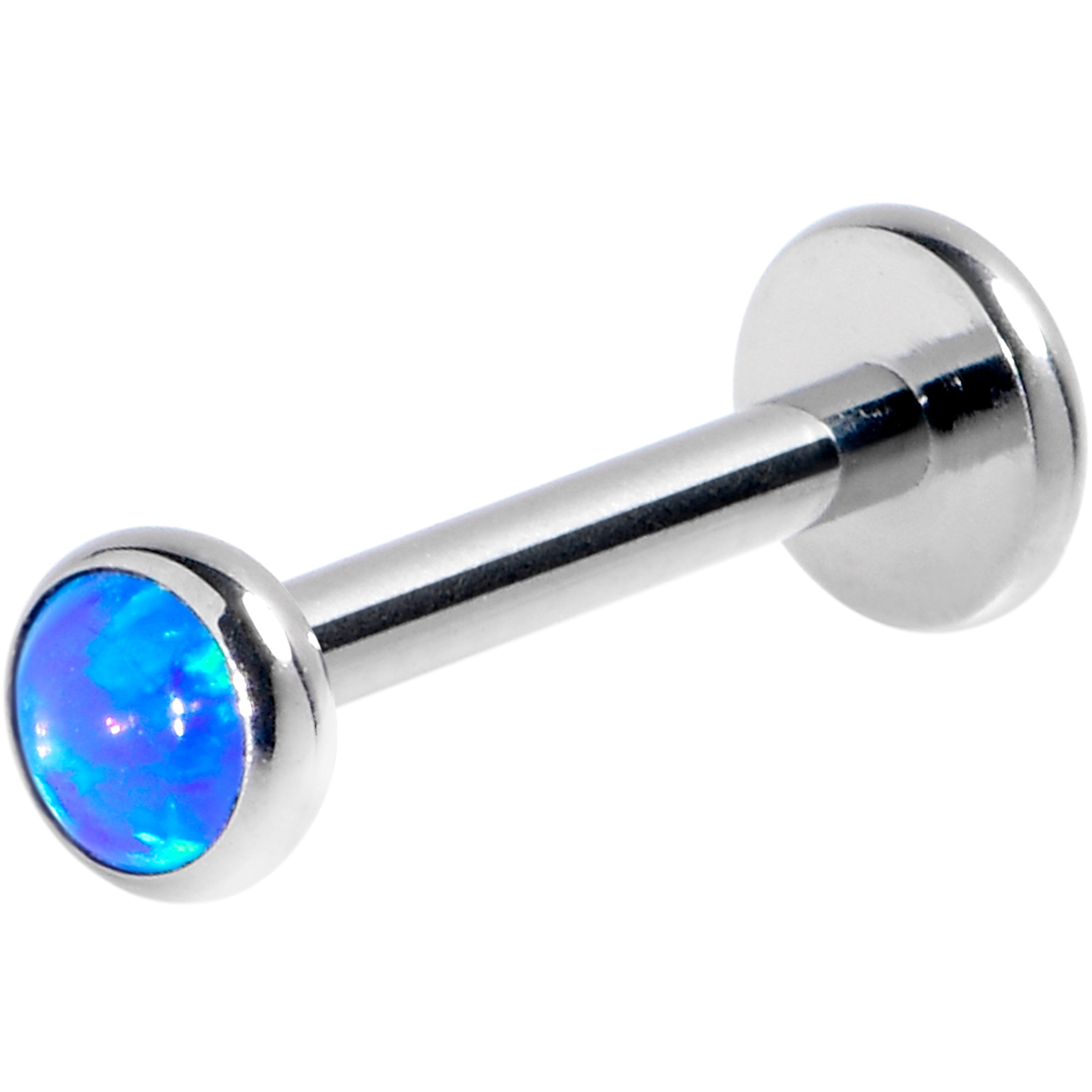 16G 5/16 Blue Synthetic Opal G23 Titanium Threadless Push In Labret