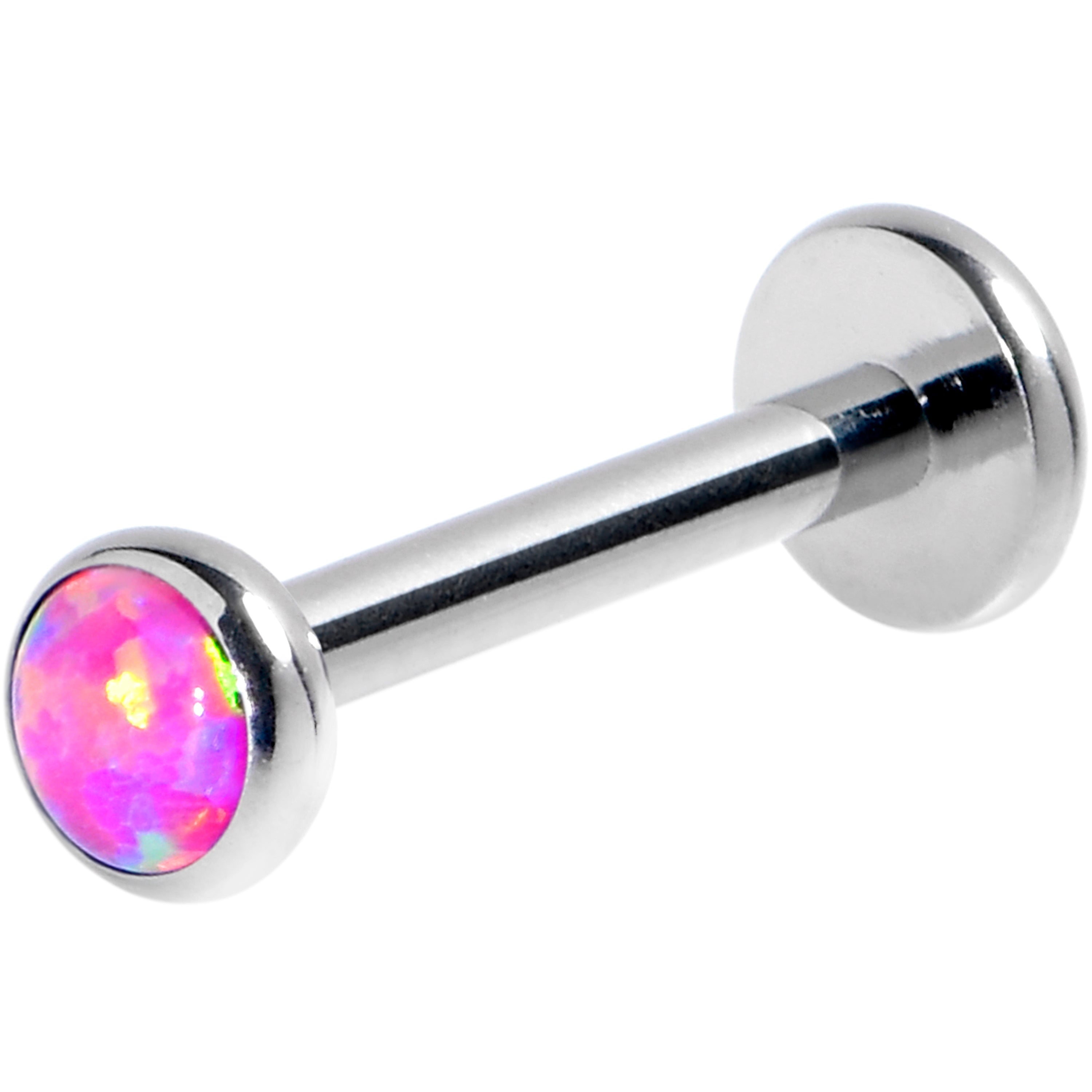 16G 5/16 Pink Synthetic Opal G23 Titanium Threadless Push In Labret
