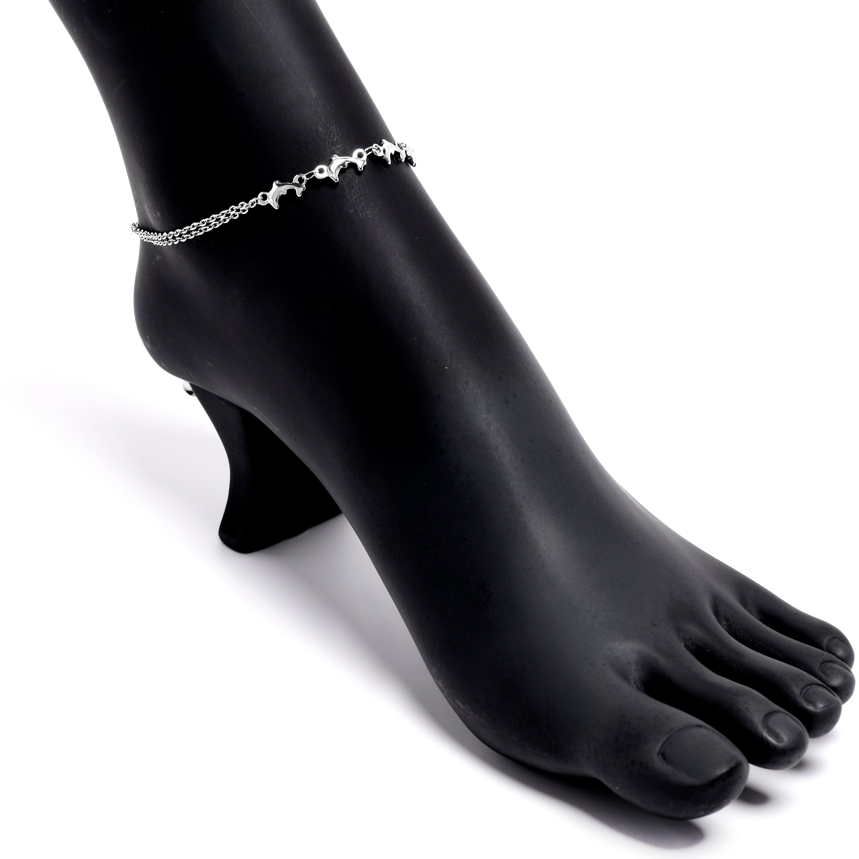 Leaping Dolphins Luxe Stainless Steel Ankle Bracelet