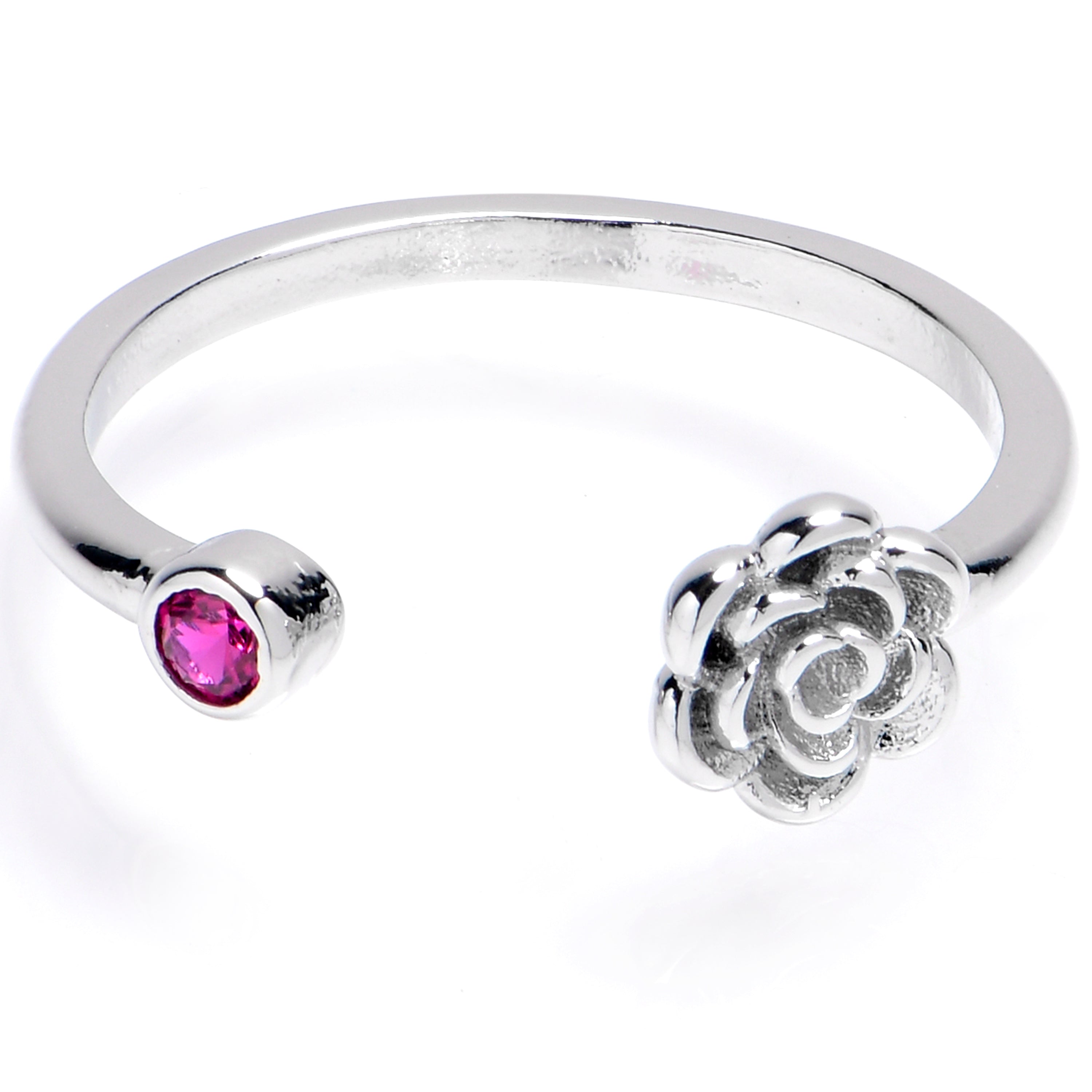 Pink Gem Flower Adjustable Toe Ring