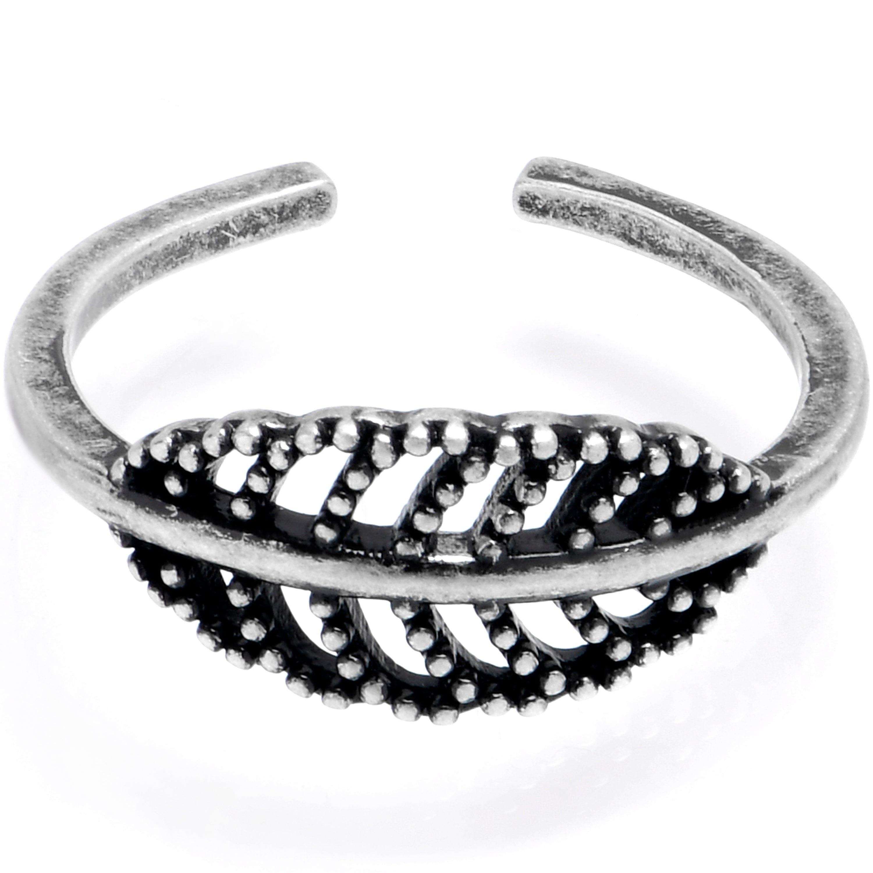 Textured Filigree Leaf Adjustable Toe Ring
