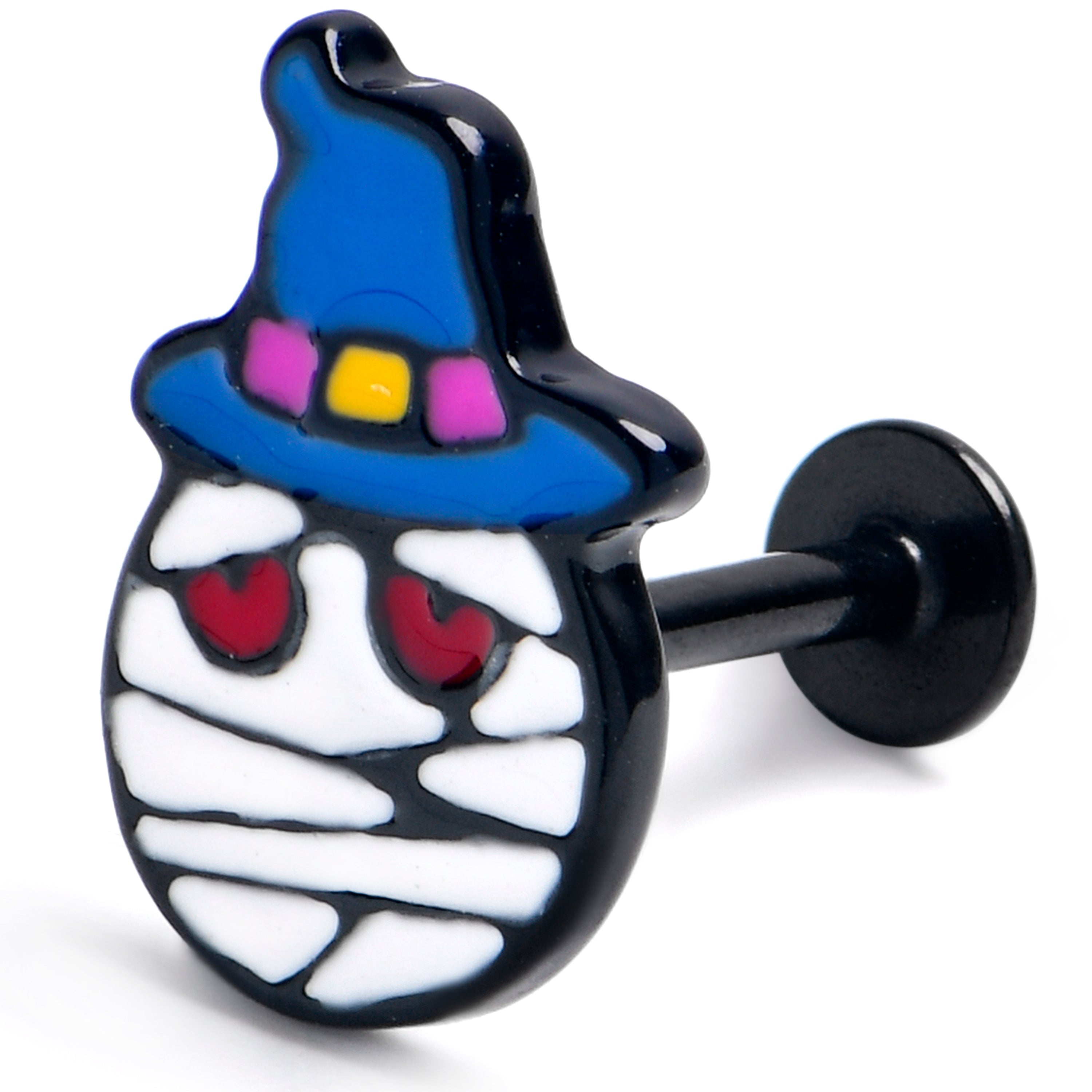 16G 5/16 Black Witch Hat Mummy Halloween Labret Monroe Tragus