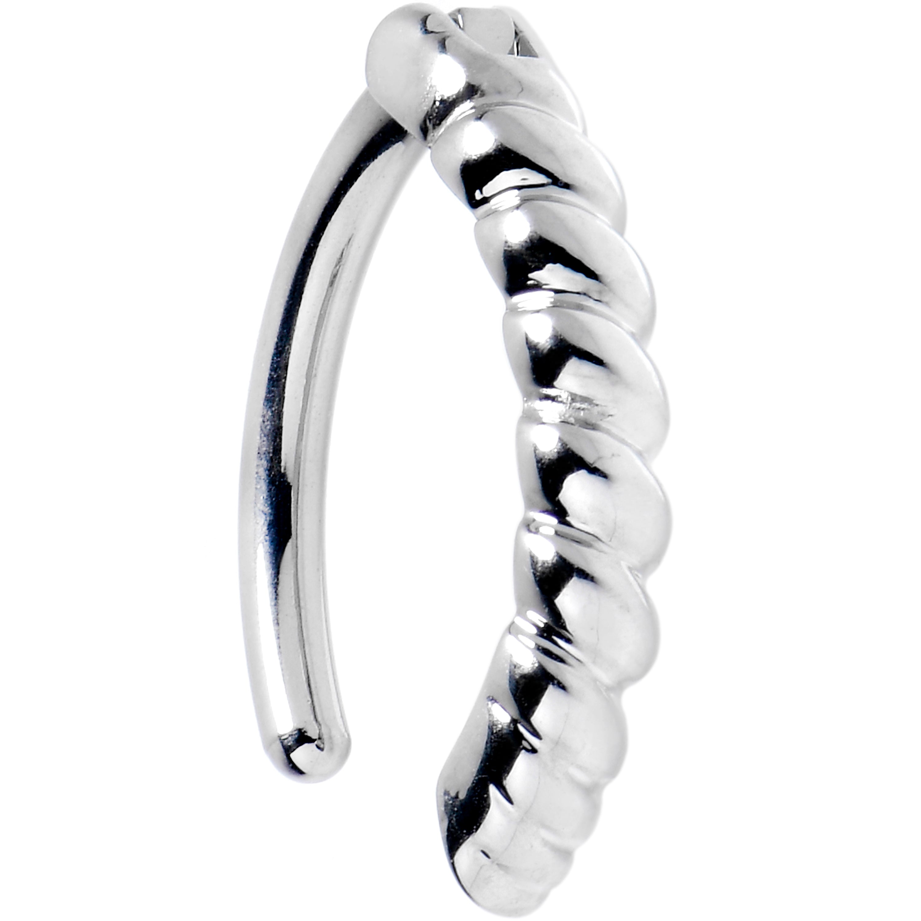 14G 3/8 Grade 23 Titanium Rope Style Hinged Hoop Belly Ring