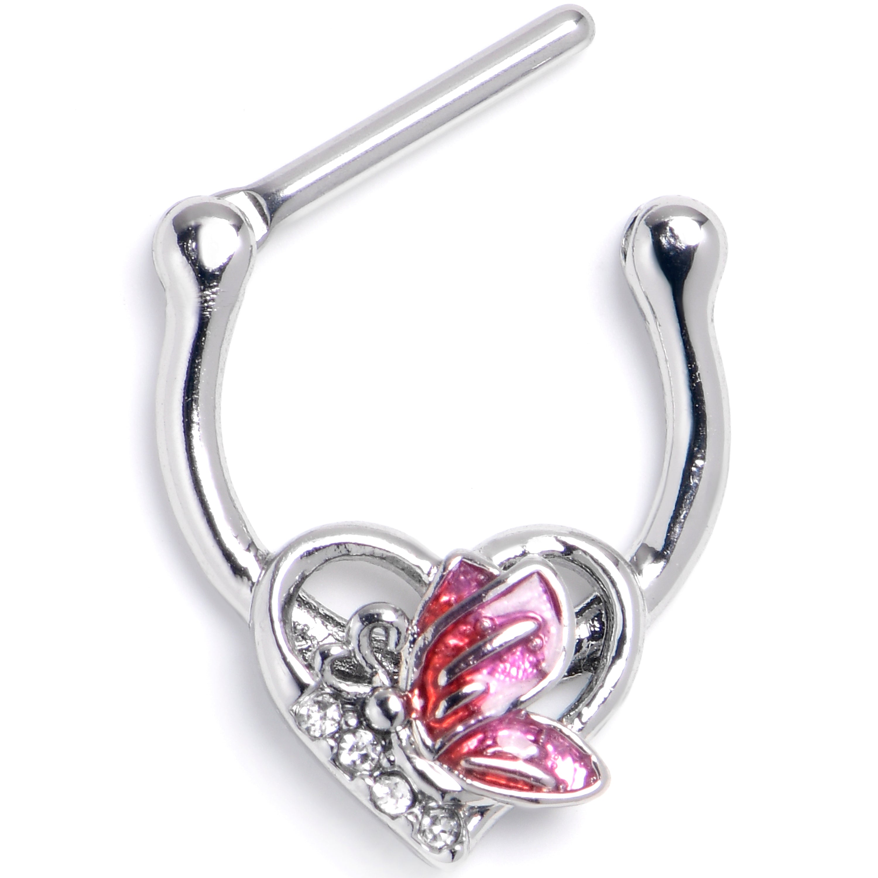 16G 5/16 Clear Gem Butterfly Love Heart Cartilage Clicker