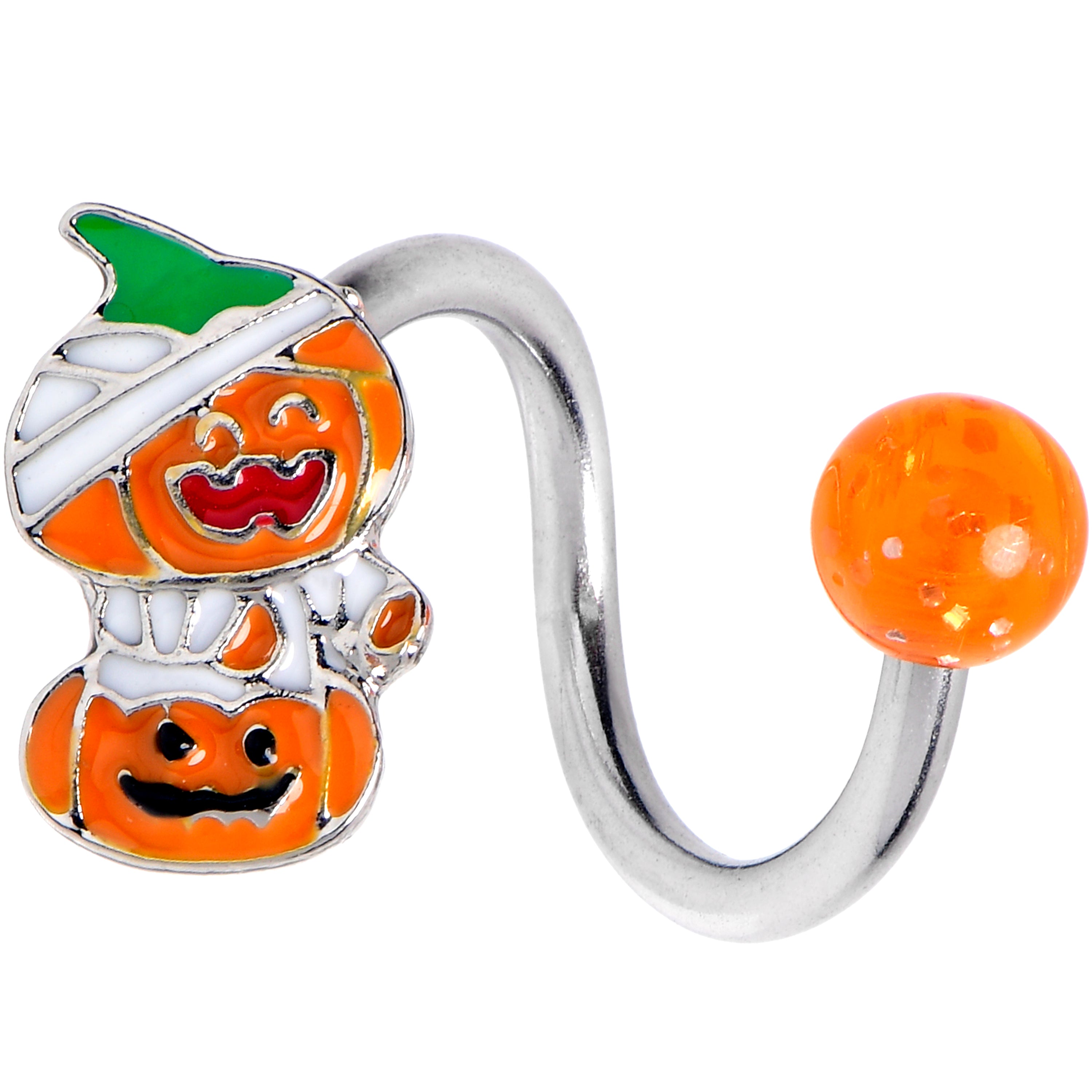 Mummy Pumpkin Jack OLantern Spiral Twister Belly Ring