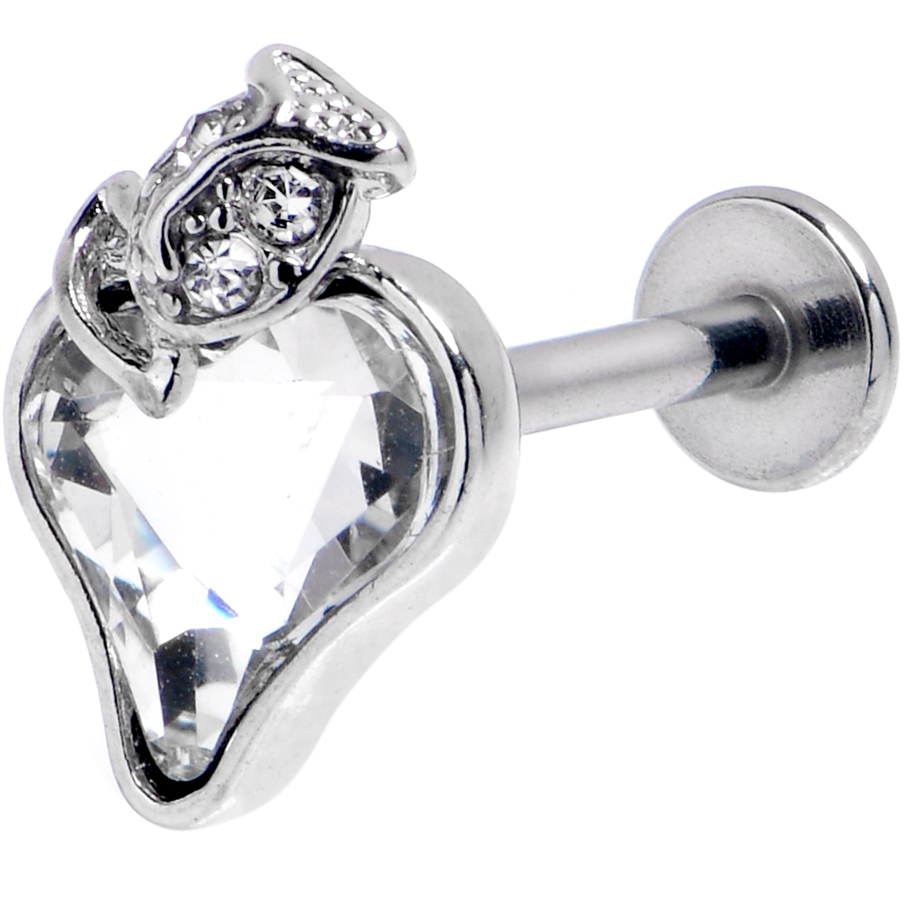 16G 5/16 Clear Gem Strawberry Love Labret Monroe Tragus