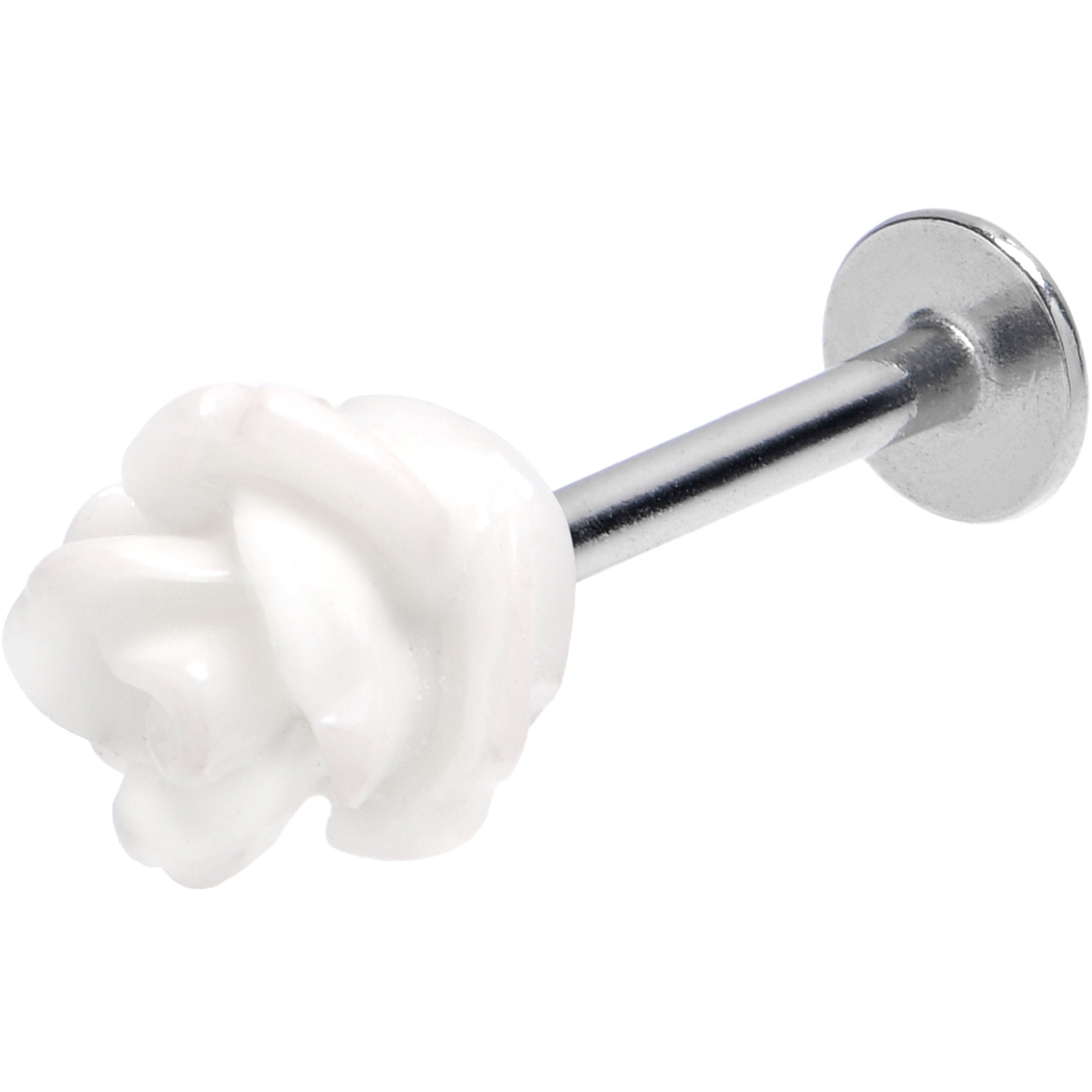 16G 3/8 Open Bloom Rose White Labret Monroe Tragus