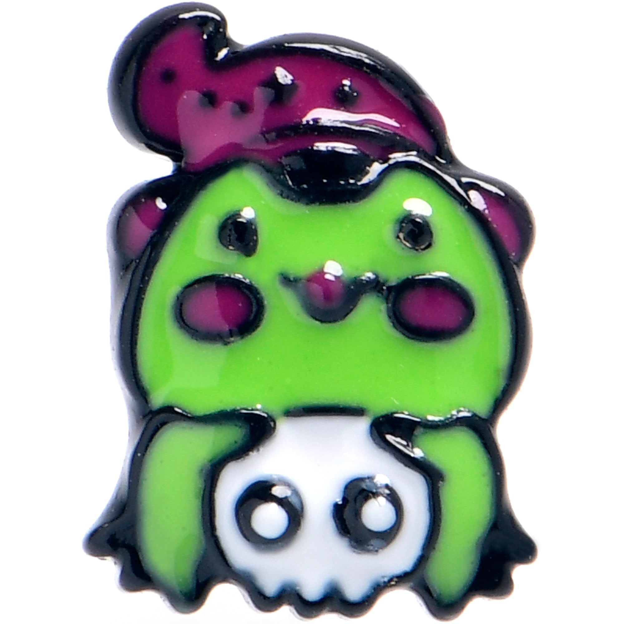 16G Black Witch Frog Skull Halloween Tragus Cartilage Earring