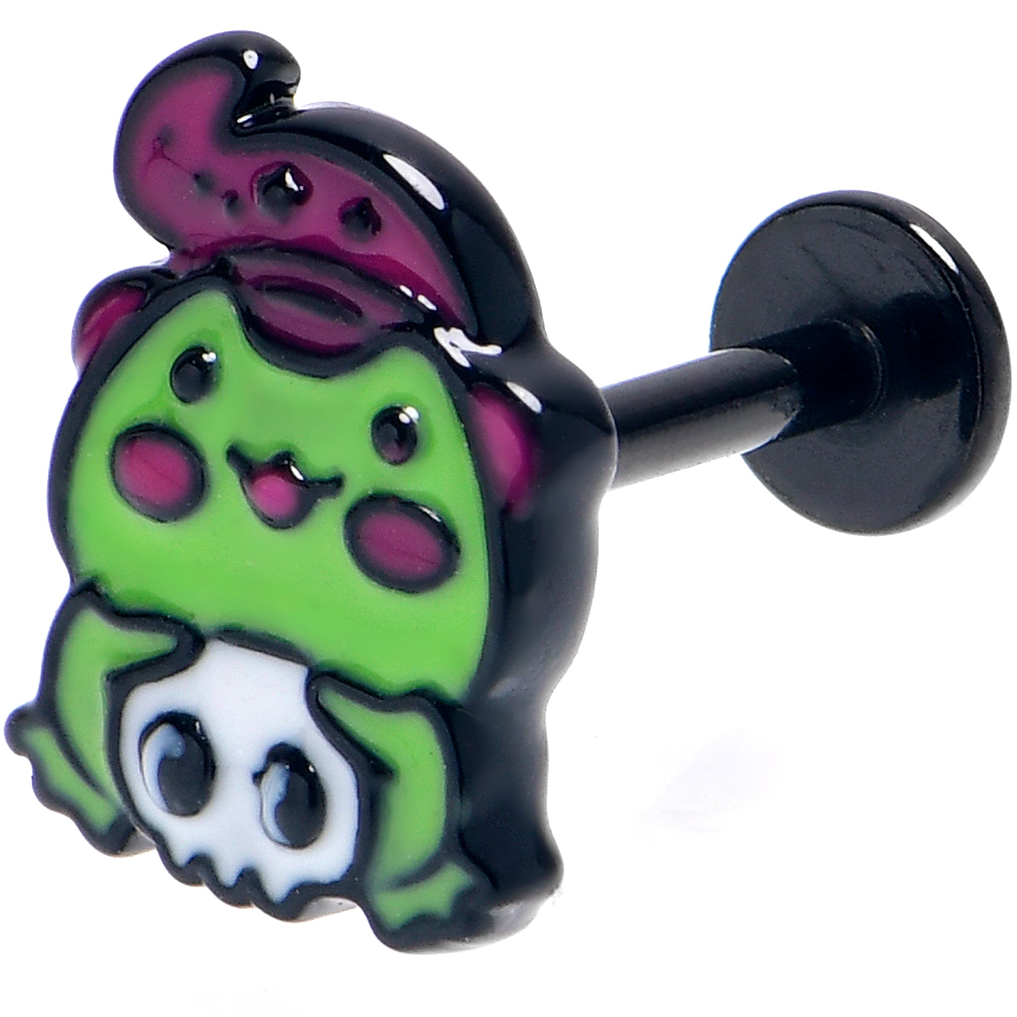 16G 5/16 Black Witch Frog Skull Halloween Labret Monroe Tragus