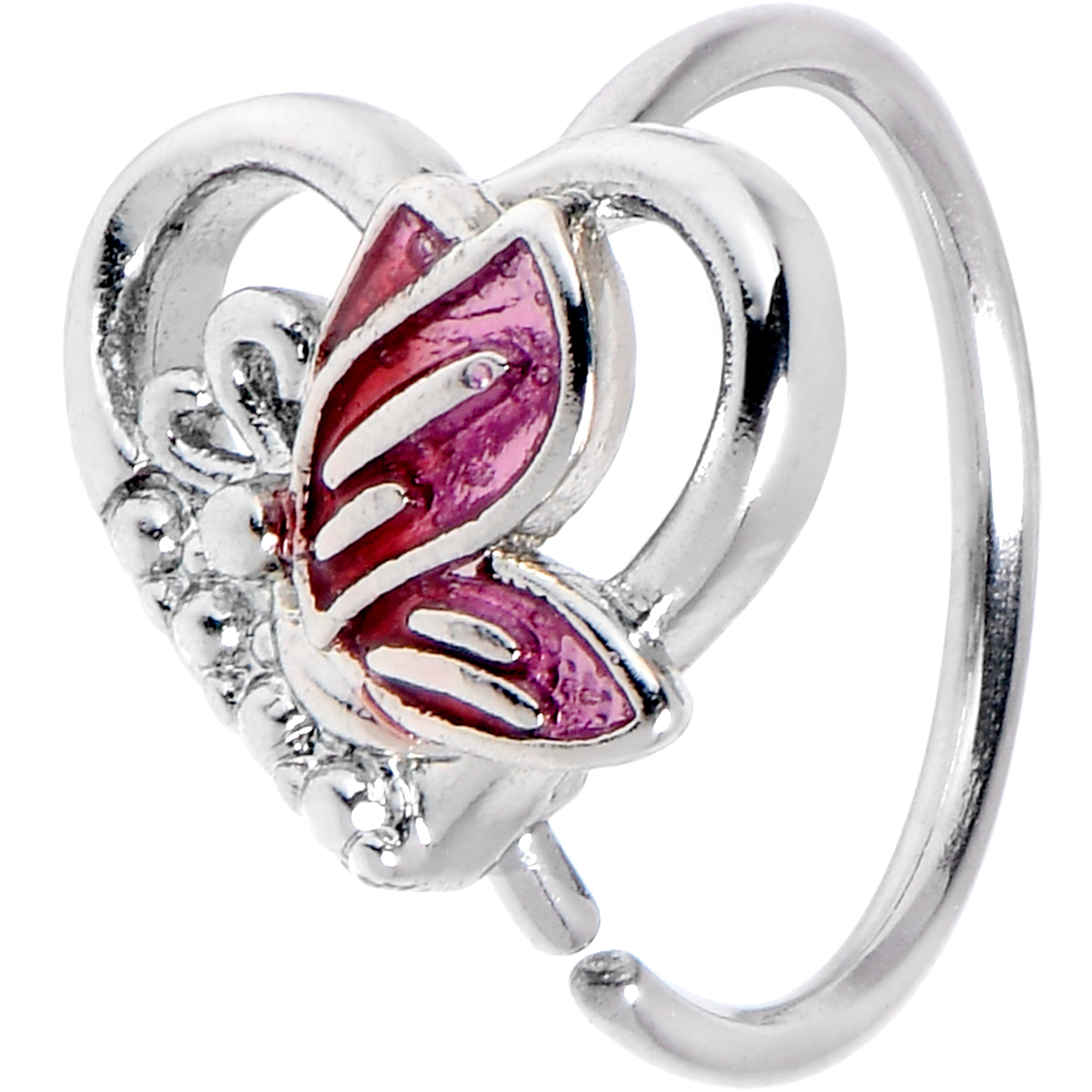 20G 5/16 Butterfly Love Heart Pink Hose Hoop