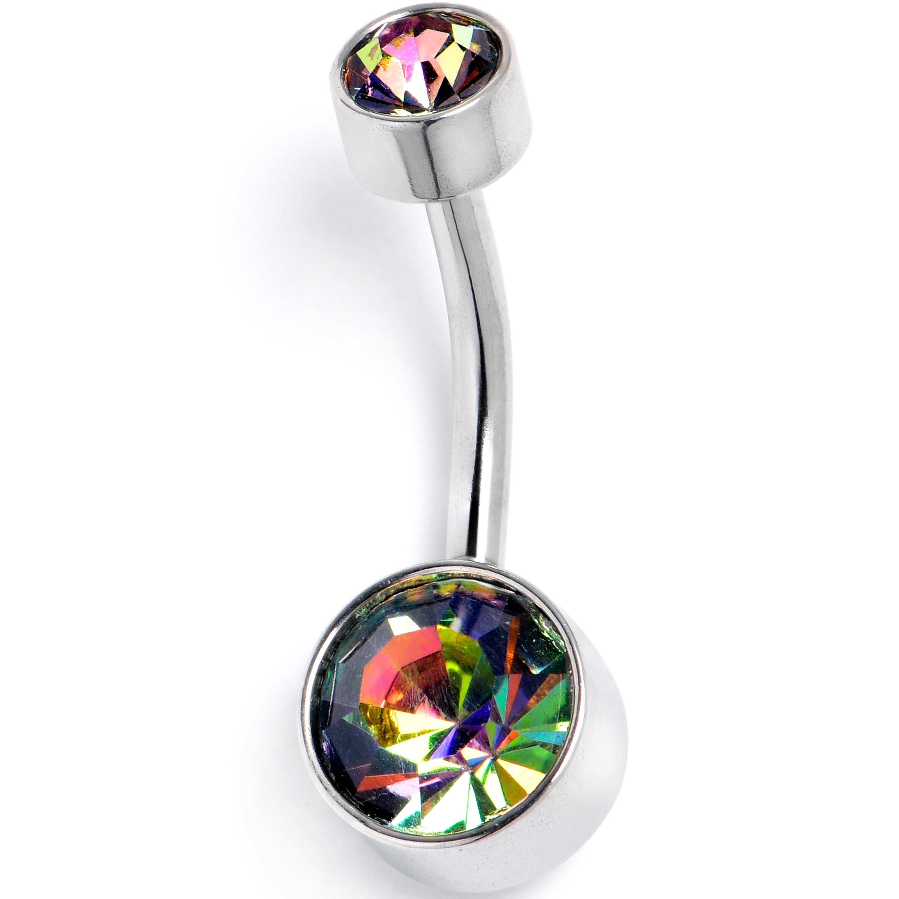 Vitrail CZ Gem Internally Threaded Simple Belly Ring