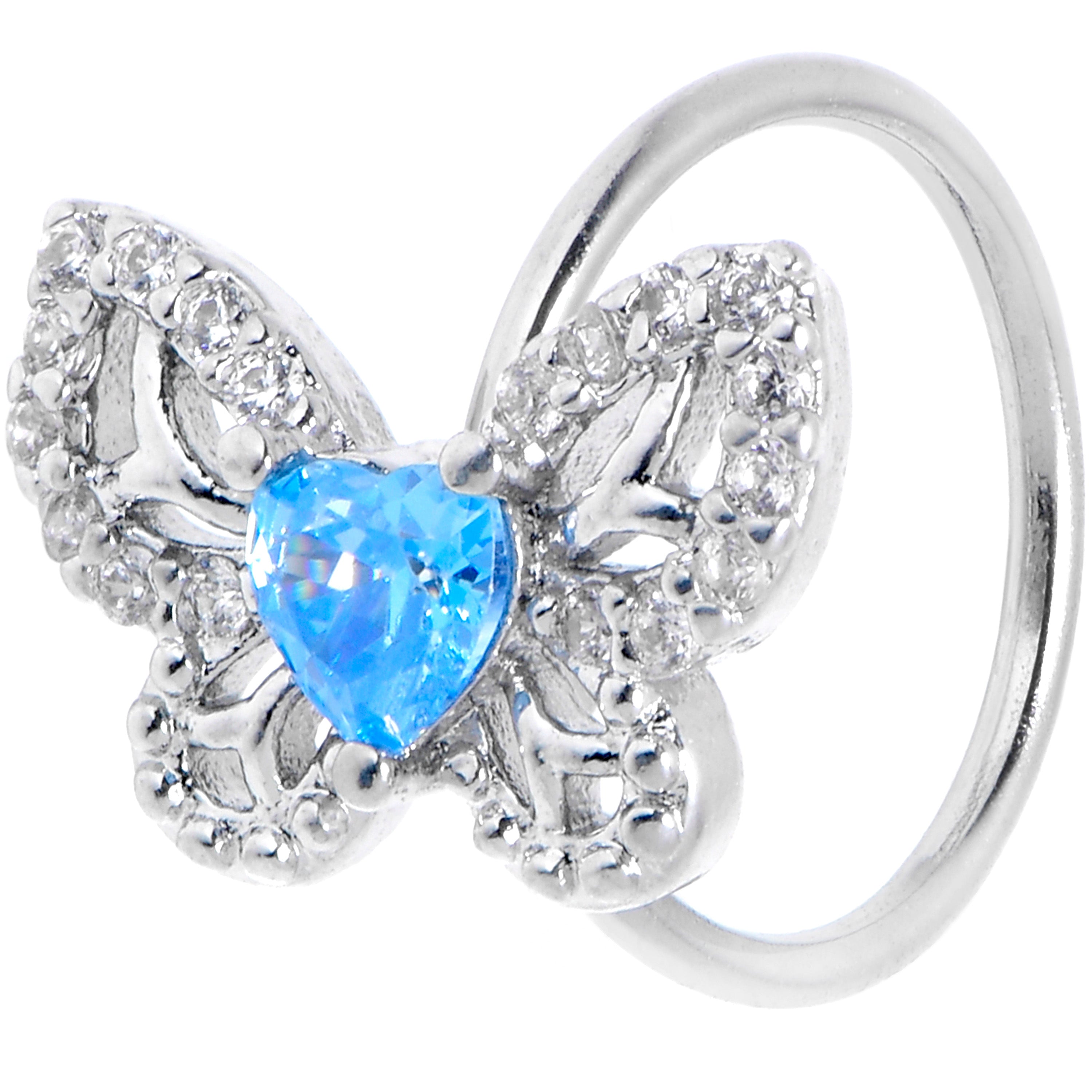 20G 5/16 Clear Blue Gem Butterfly Delight Nose Hoop