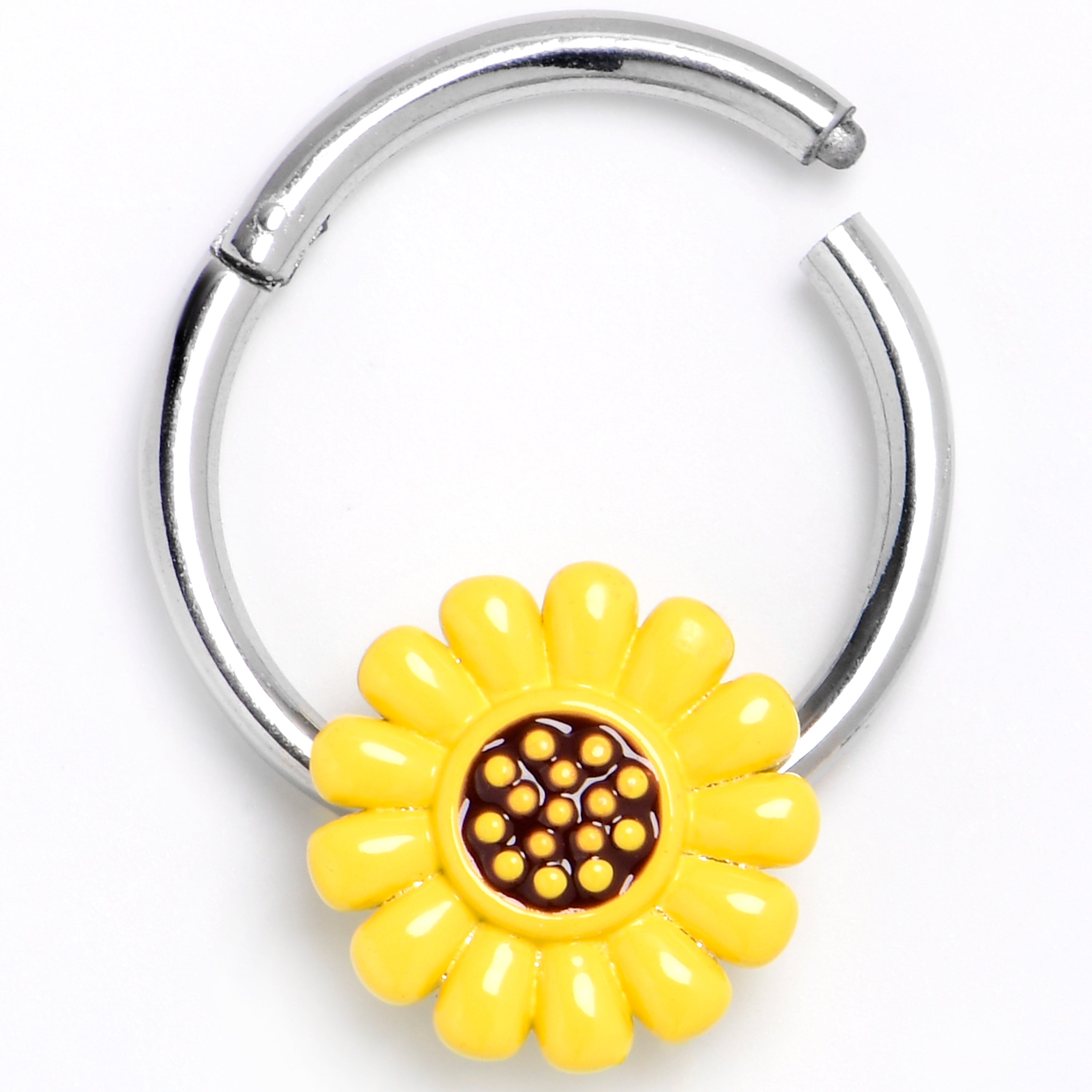 16G 3/8 Sunny Simple Sunflower Hinged Segment Ring