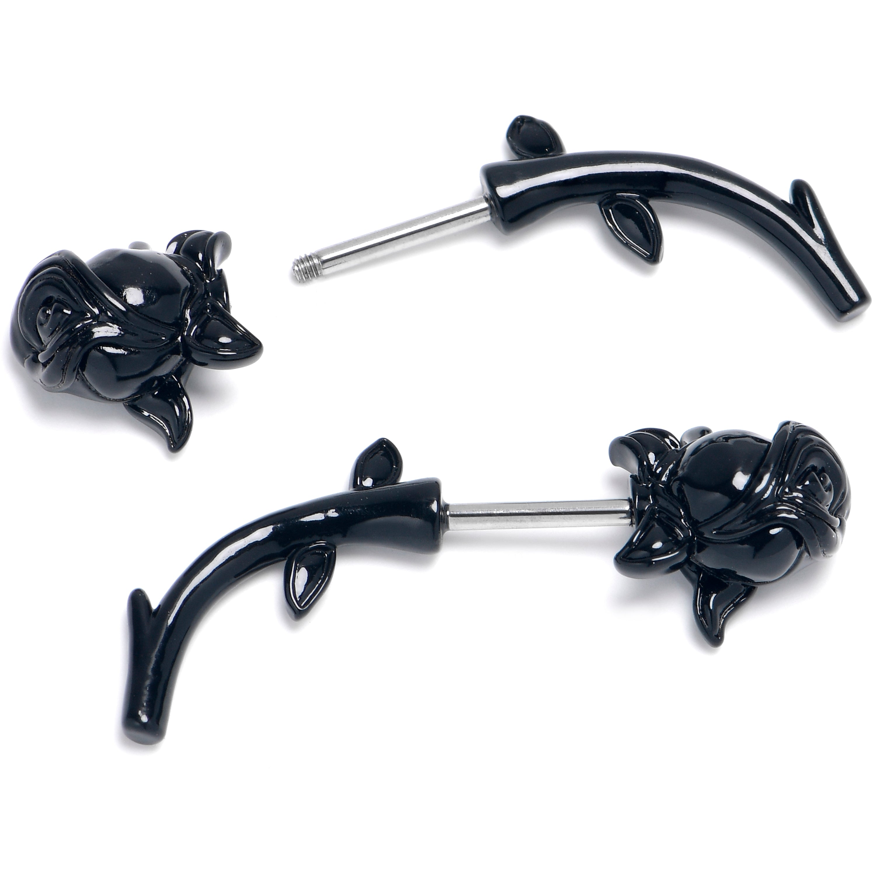 16G 5/16 Optical Illusion Rose Flower Black Cheater Plug Set