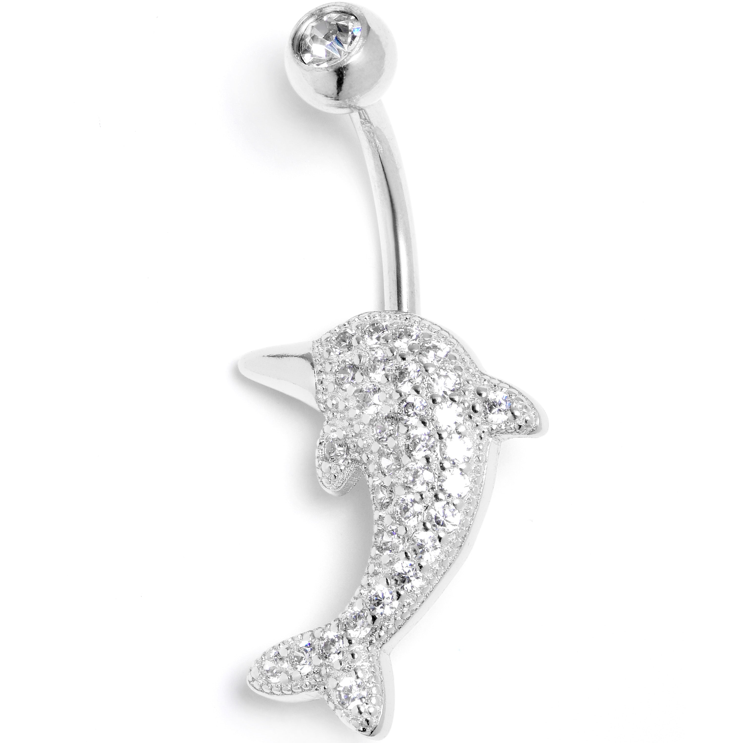 Clear CZ Gem Deluxe Dolphin Belly Ring