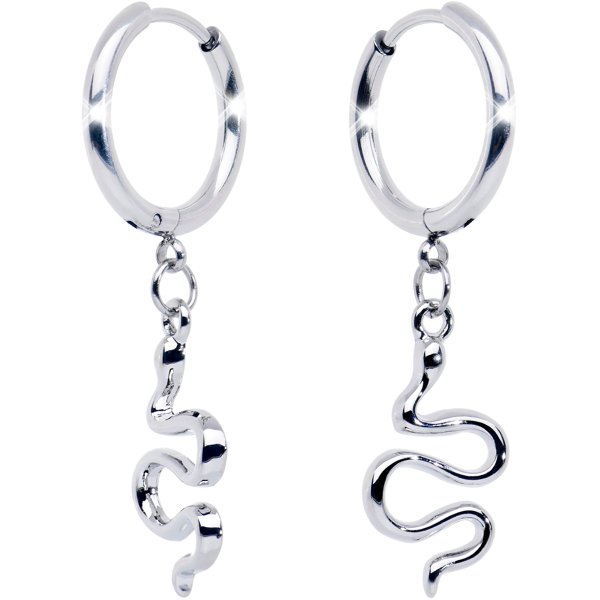 Stainless steel snake huggie hoop earrings main image 1