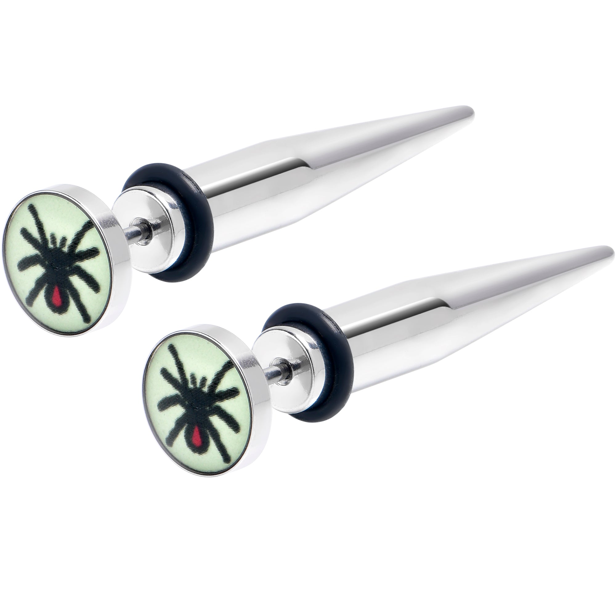 Glow in the Dark Spider Stainless Steel Taper Cheater Plug Set