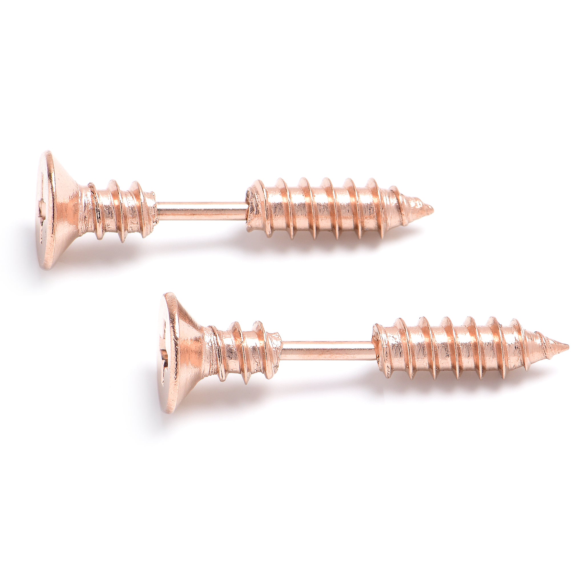 Rose Gold Stainless Steel Screw Stud Earrings Cheater Plug Set