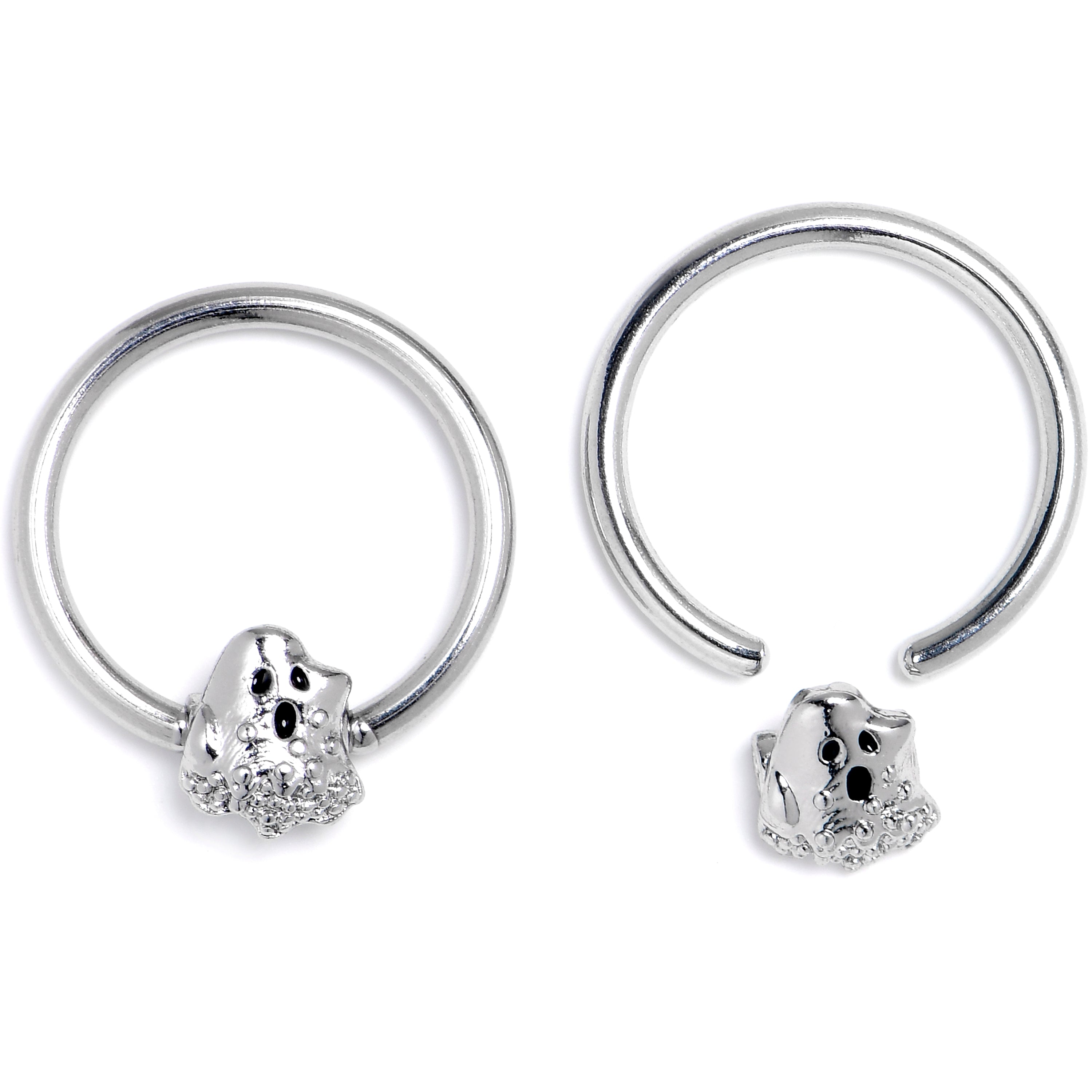 16G 3/8 Howling Ghost BCR Captive Ring Set of 4