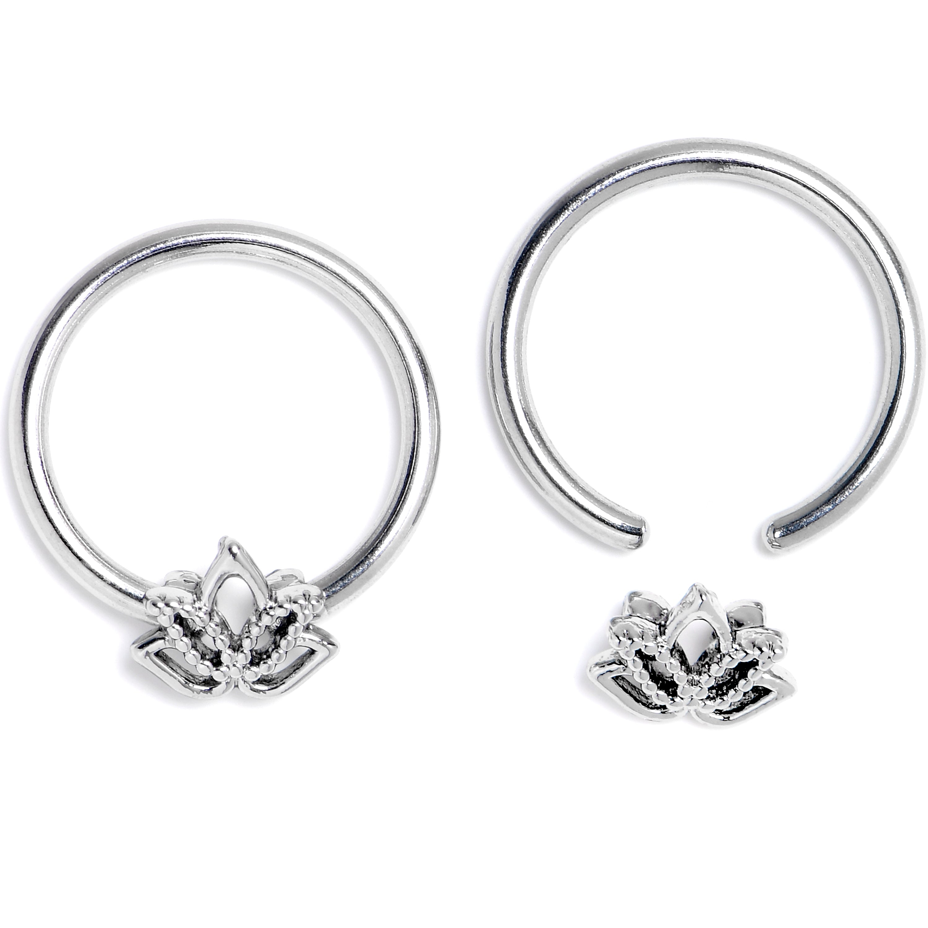 16G 3/8 Lush Lotus BCR Captive Ring Set of 4