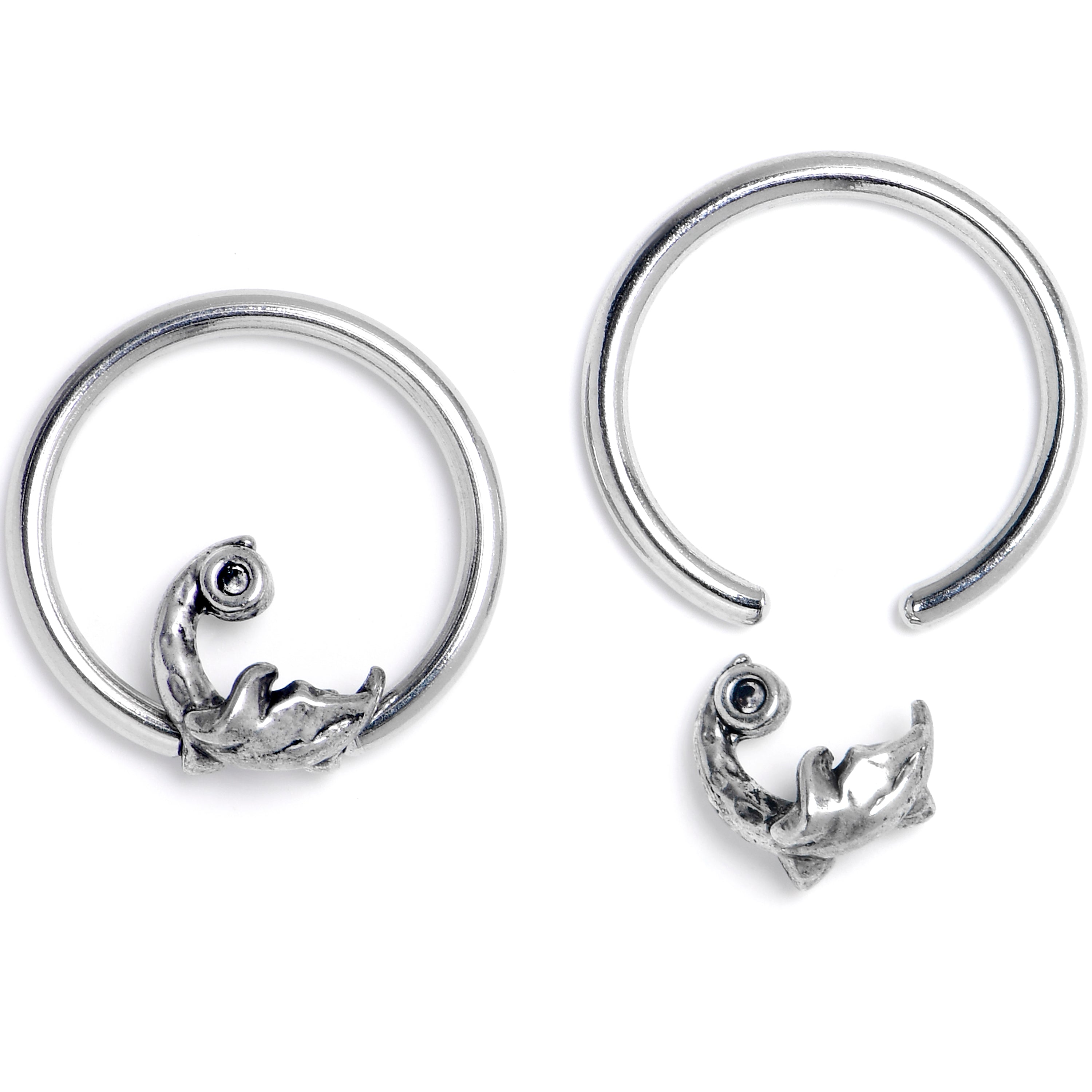 16G 3/8 Crescent Moon BCR Captive Ring Set of 4