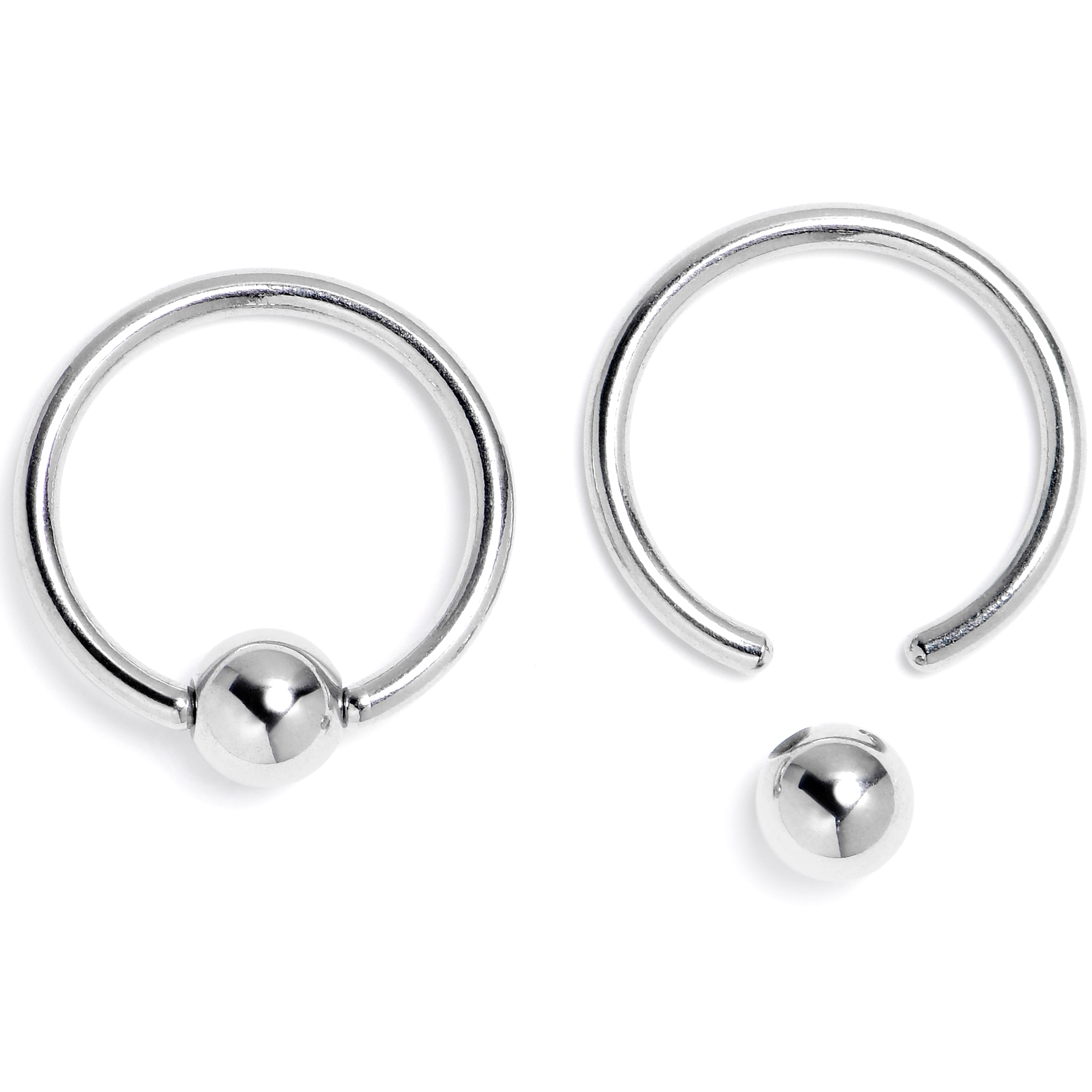 16G 3/8 Crescent Moon BCR Captive Ring Set of 4