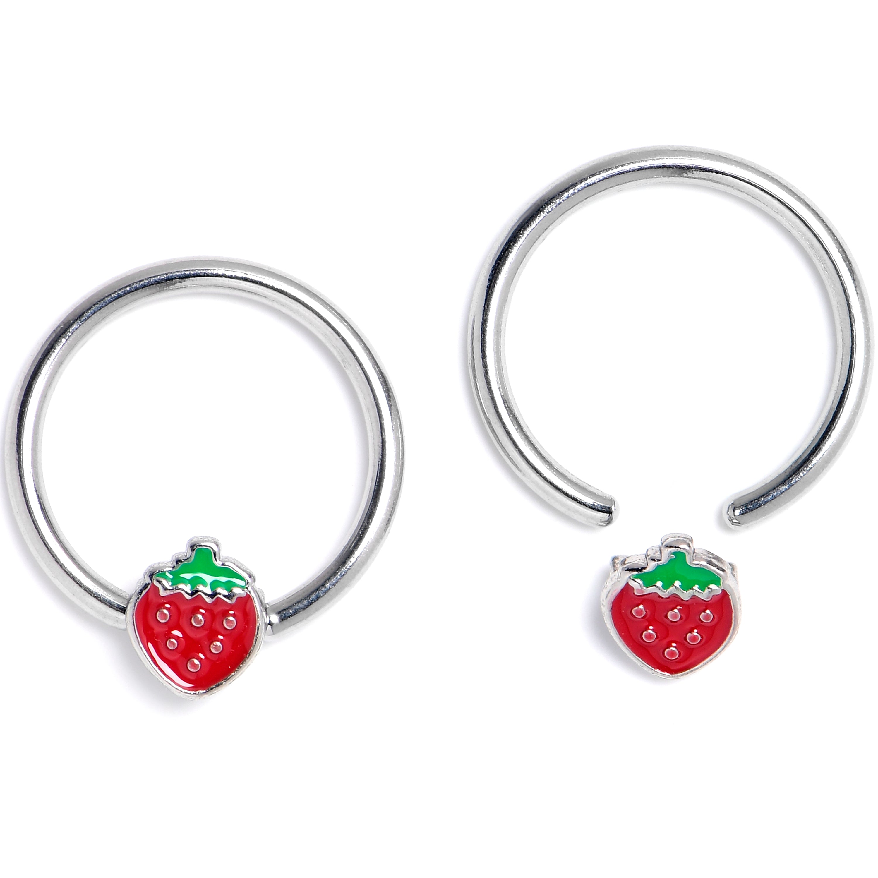 16G 3/8 Strawberry Red BCR Captive Ring Set of 4