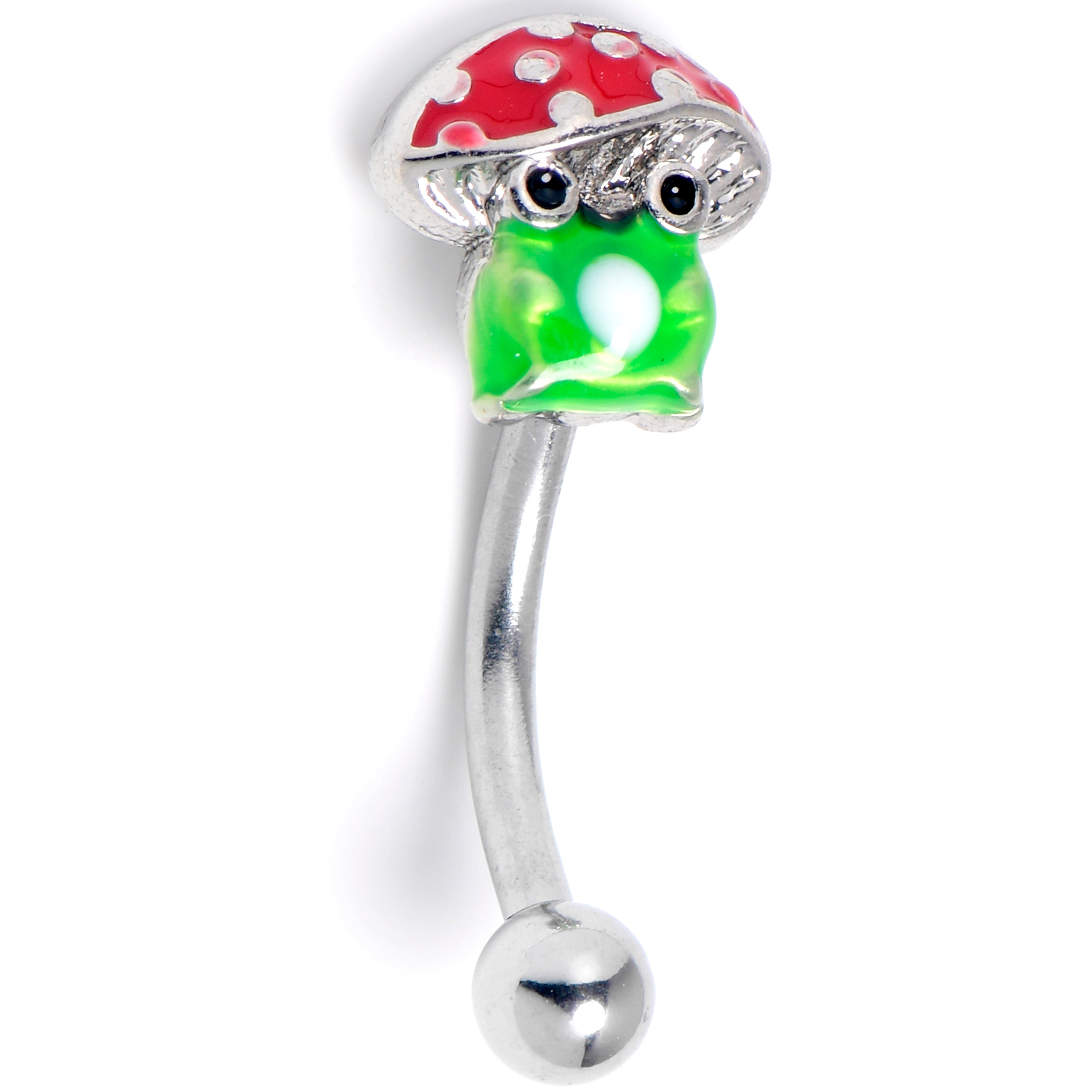 16G 5/16 Happy Mushroom Curved Eyebrow Ring