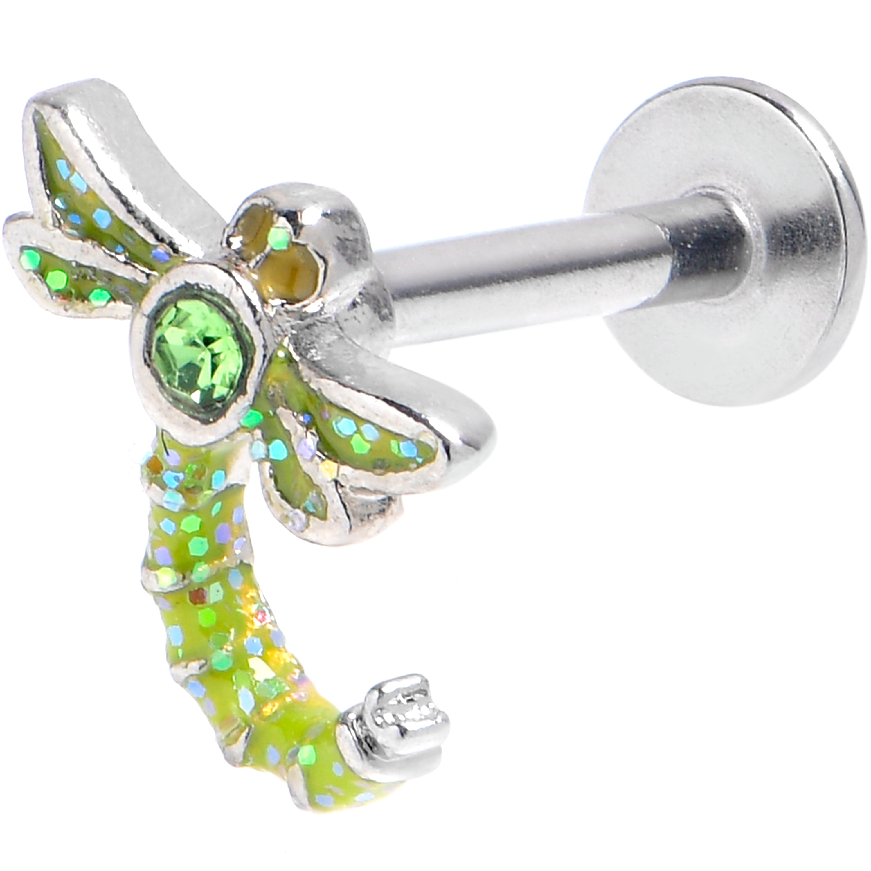 16G 5/16 Green Gem Glitter Dragonfly Labret Monroe Tragus